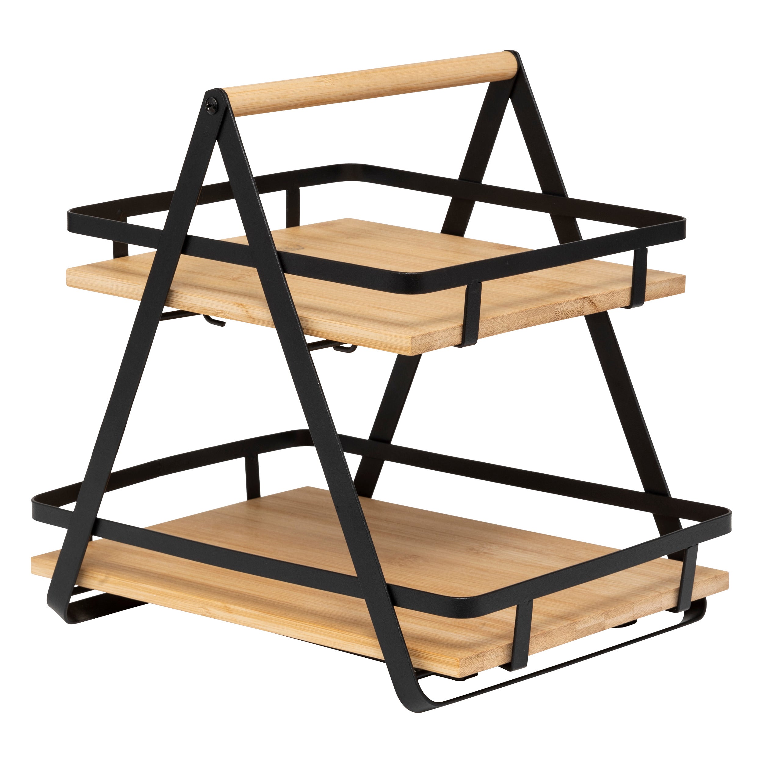 5Five Ordera Opbergrekje - 2 niveau's - 31x23x29cm - Zwart/Beige