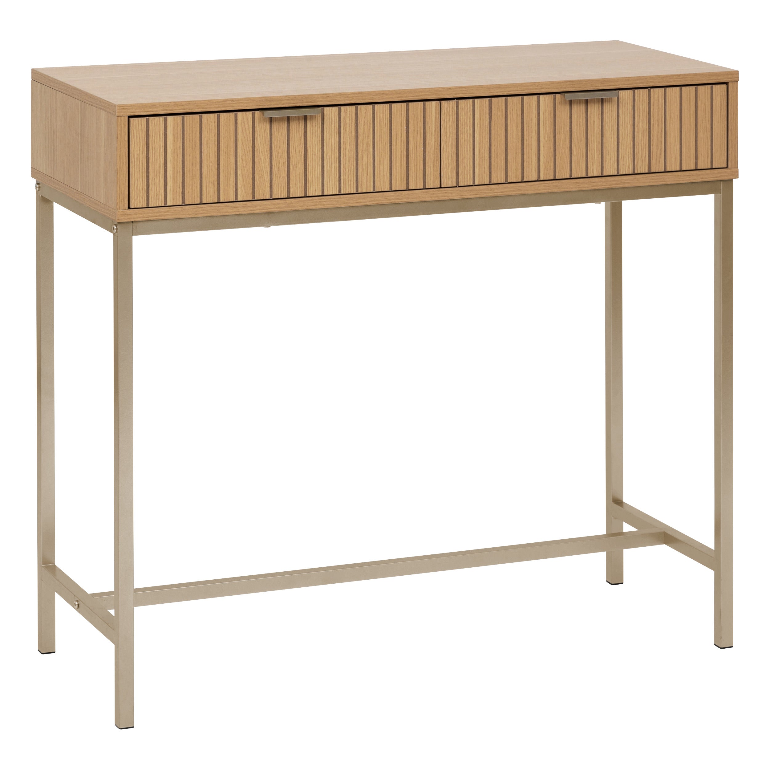 BEAU Table console 3L Adeva bouleau/rotin - L110xP40xH80cm - Beige