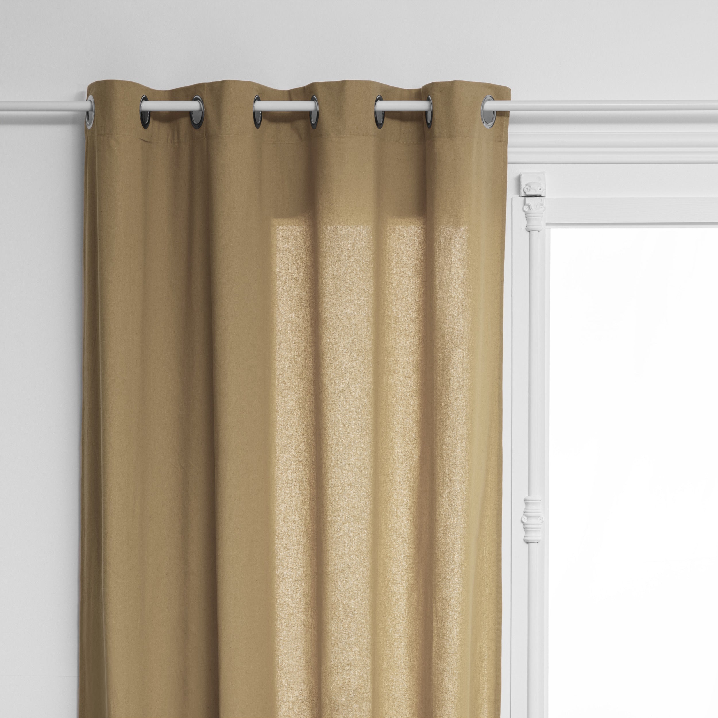 Atmosphera Gordijn 134 x 240 cm - Kant en klaar met ringen - Gordijn raambekleding - Linnenbeige