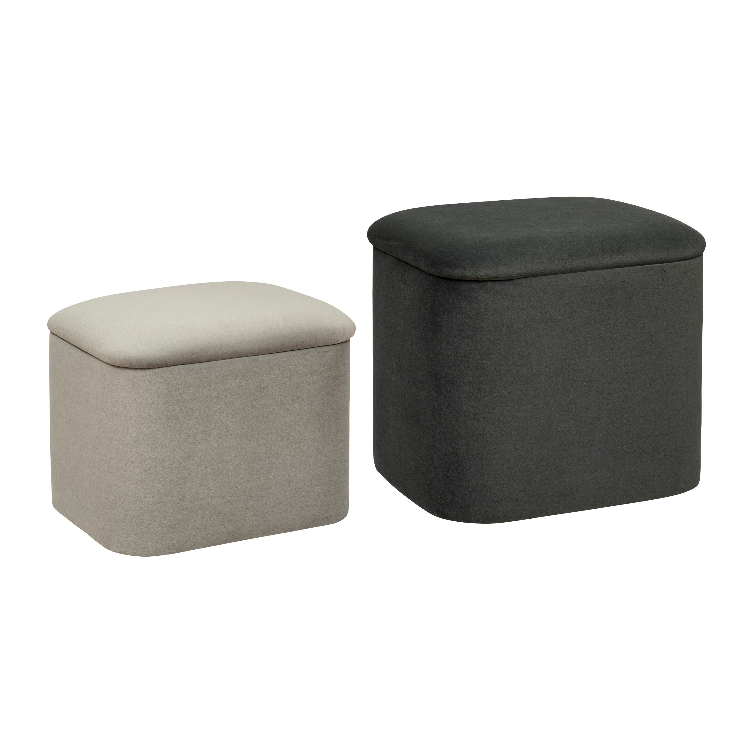 Atmosphera Dani pouffe set of 2 - Teddy - With storage space - Gray