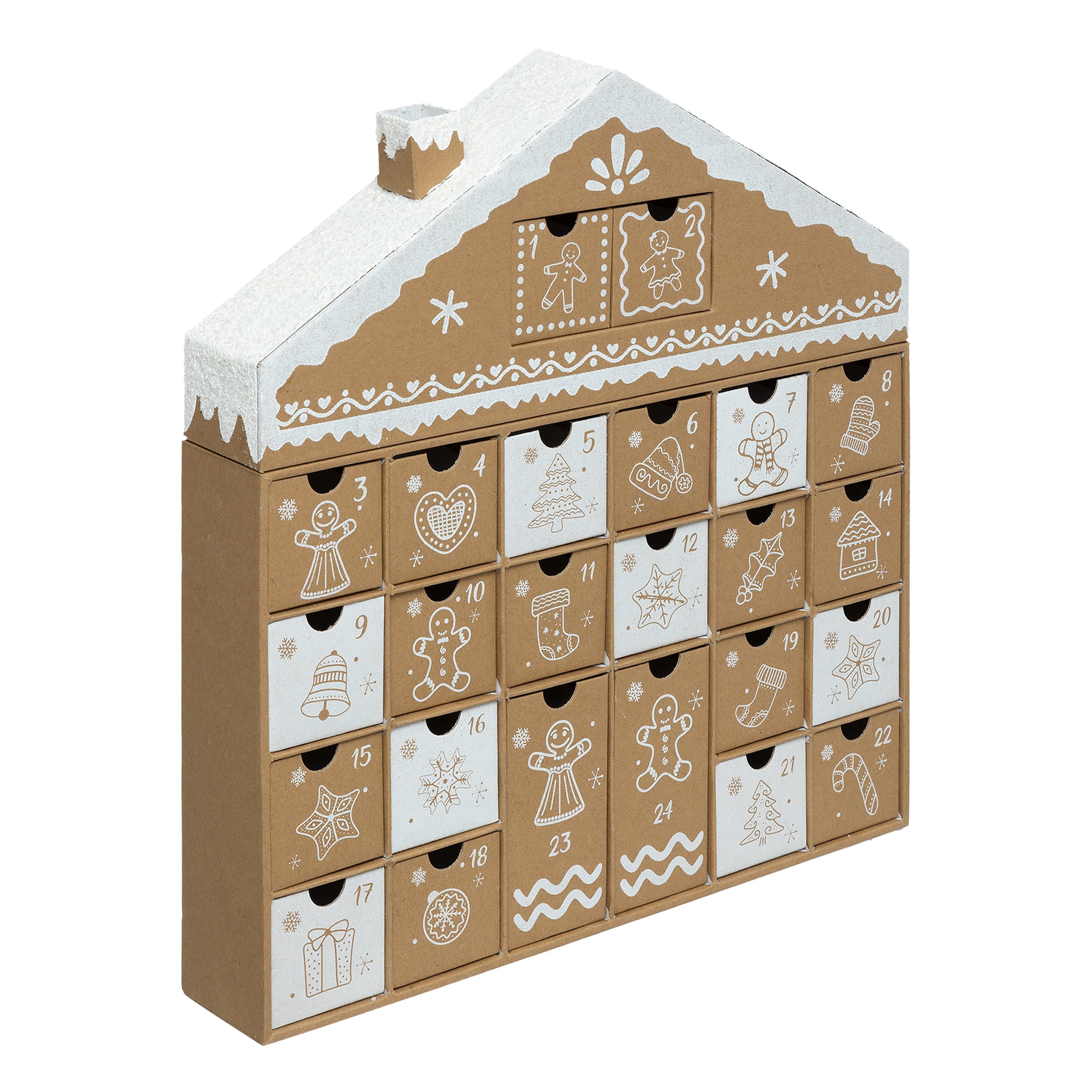 Féréric Lights and Christmas Avent Calendar Peperkoekhuis - 39x6x41cm - Brown