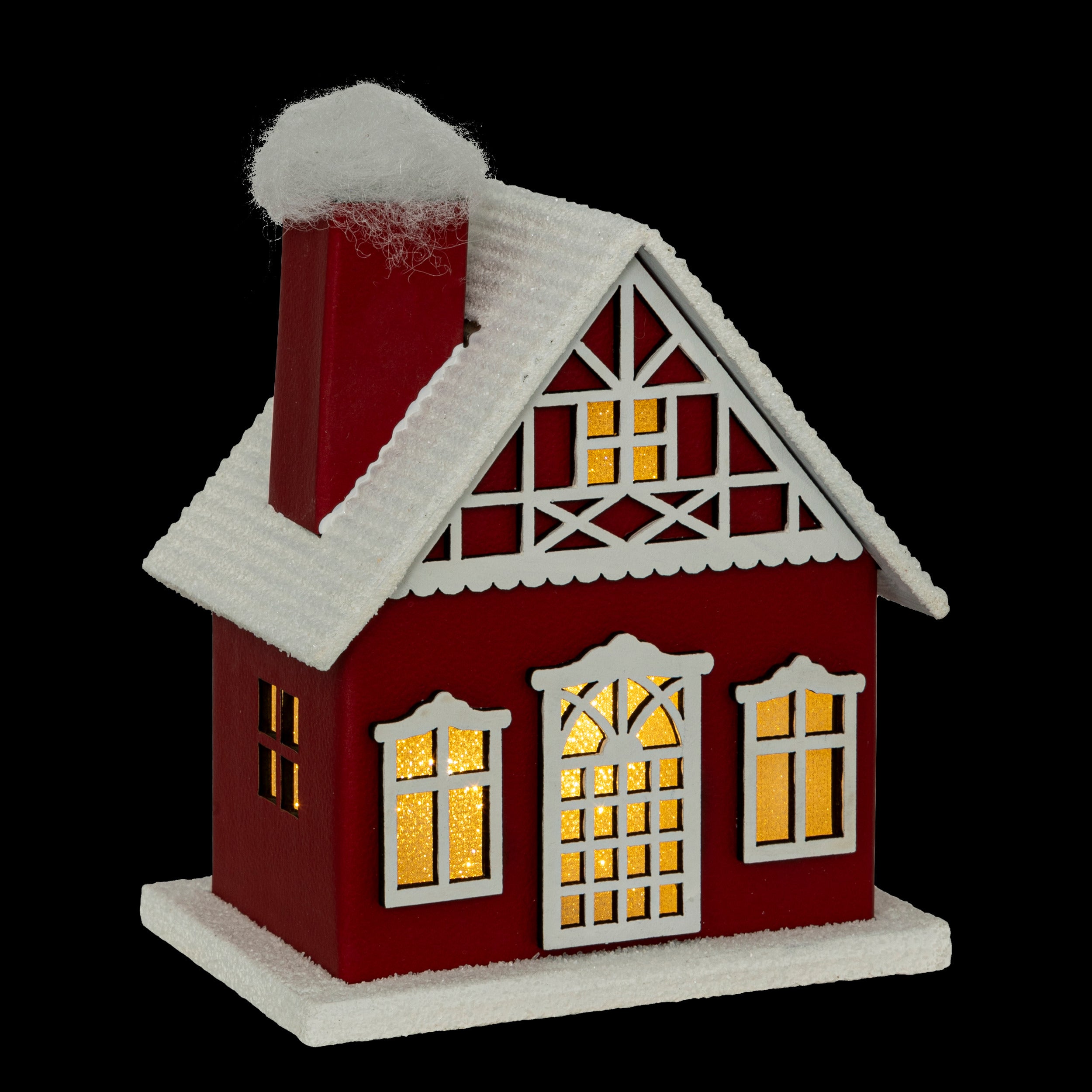 Fééric Lights and Christmas Christmas Village - Weihnachtshaus mit Beleuchtung - Arbeiten auf Batterien - rot
