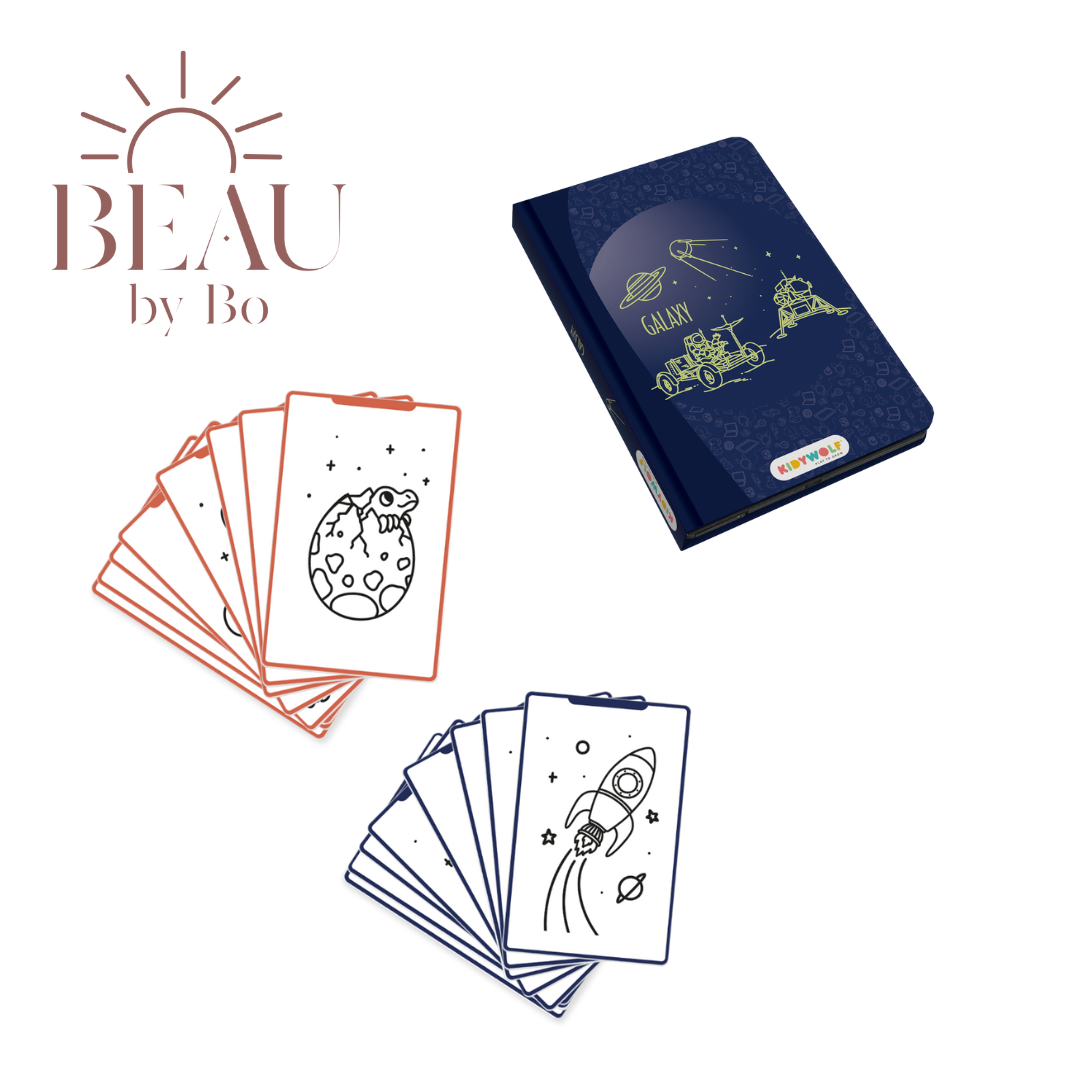 BEAU by Bo Kidywolf Kidydraw Mini Tekenboek met LCD-scherm Galaxy + Refill Galaxy & Dinosaurussen