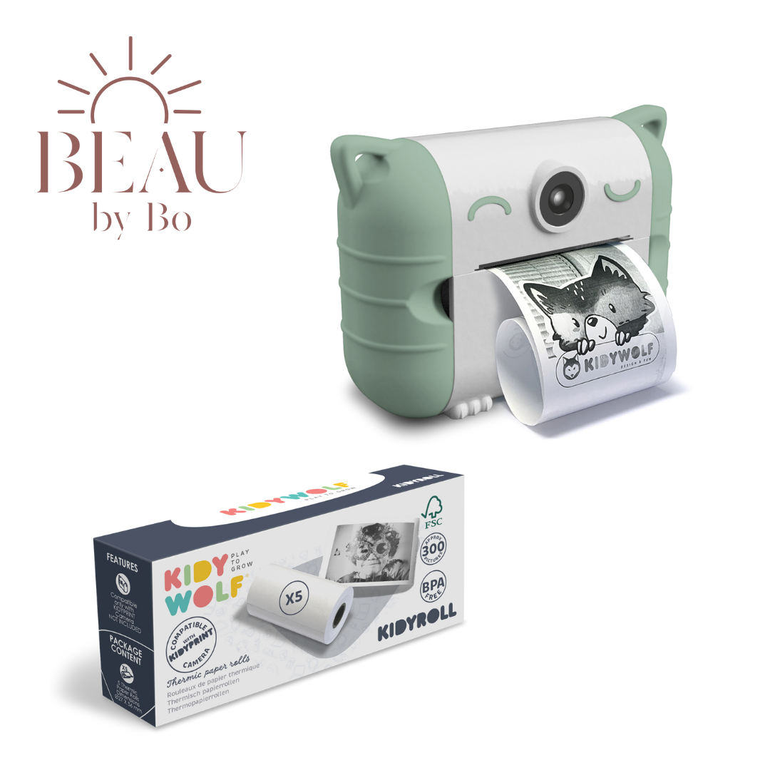 Bundel Kidywolf Camera met thermische printer Groen + Refill 5 rolletjes Klassiek