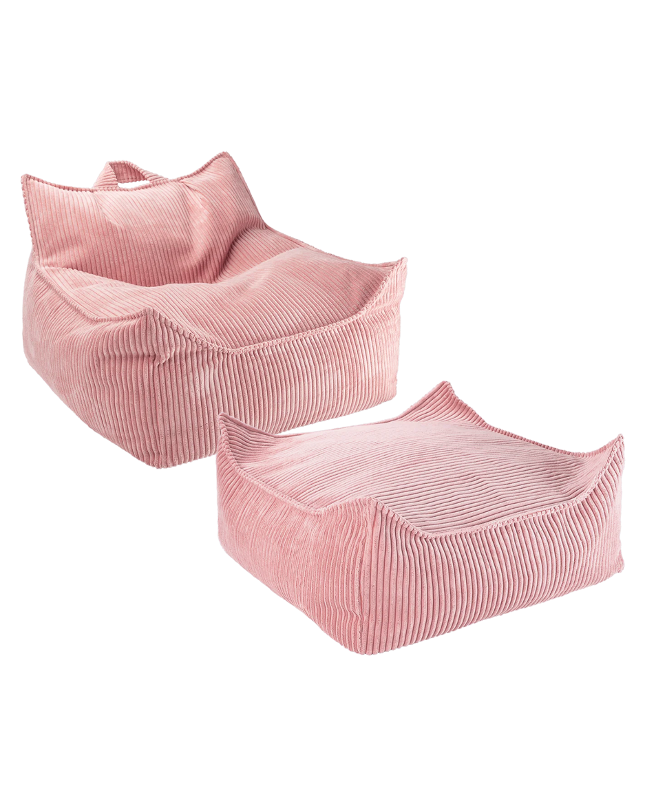 Wigiwama Beanbag Chair/Zitzak met Ottoman - Pink Mousse