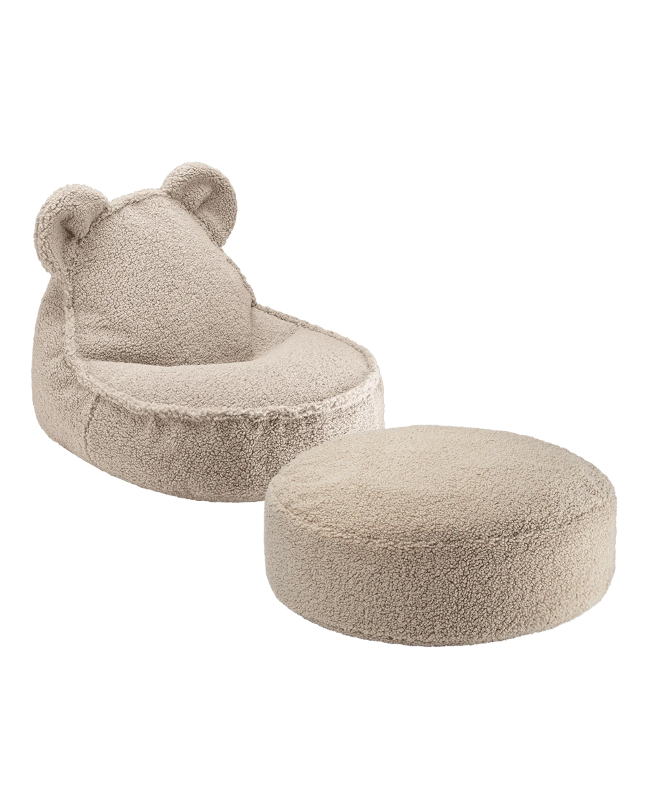 Wigiwama Teddy Bear Beanbag Chair/Zitzak met Ottoman - Biscuit