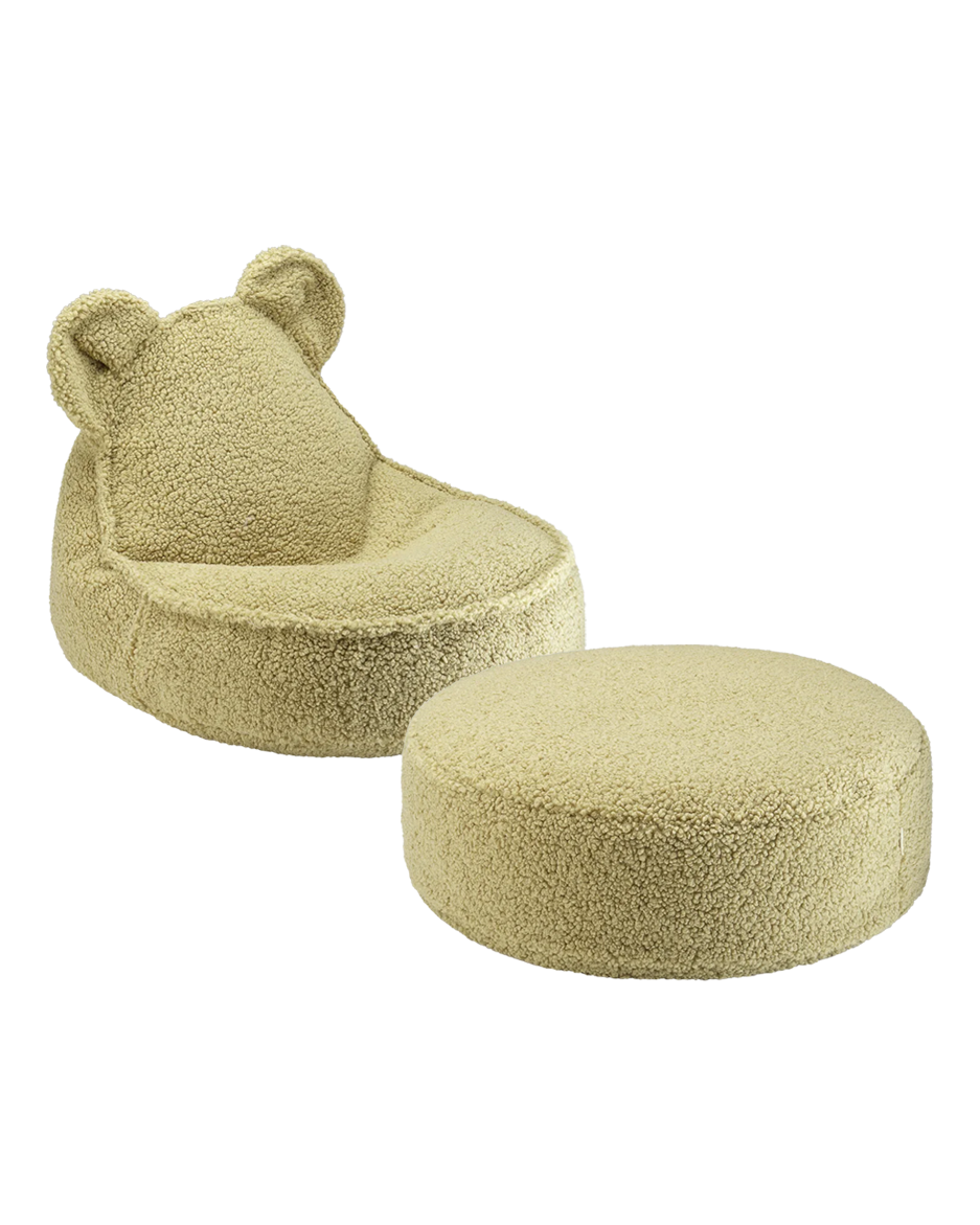 Wigiwama Teddy Bear Beanbag Chair/Zitzak met Ottoman - Matcha