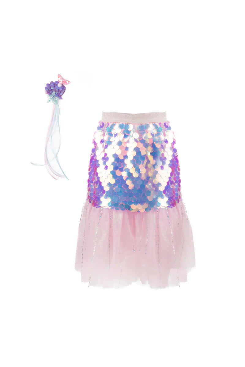 Great Pretenders Verkleedkledij Bling Bling Mermaid rok met haarclip - 4/6 jaar - Roze