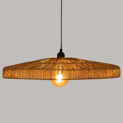 Atmosphera Hanglamp Bellamy jute - E27, niet inbegrepen - Ø58xH10cm - Bruin