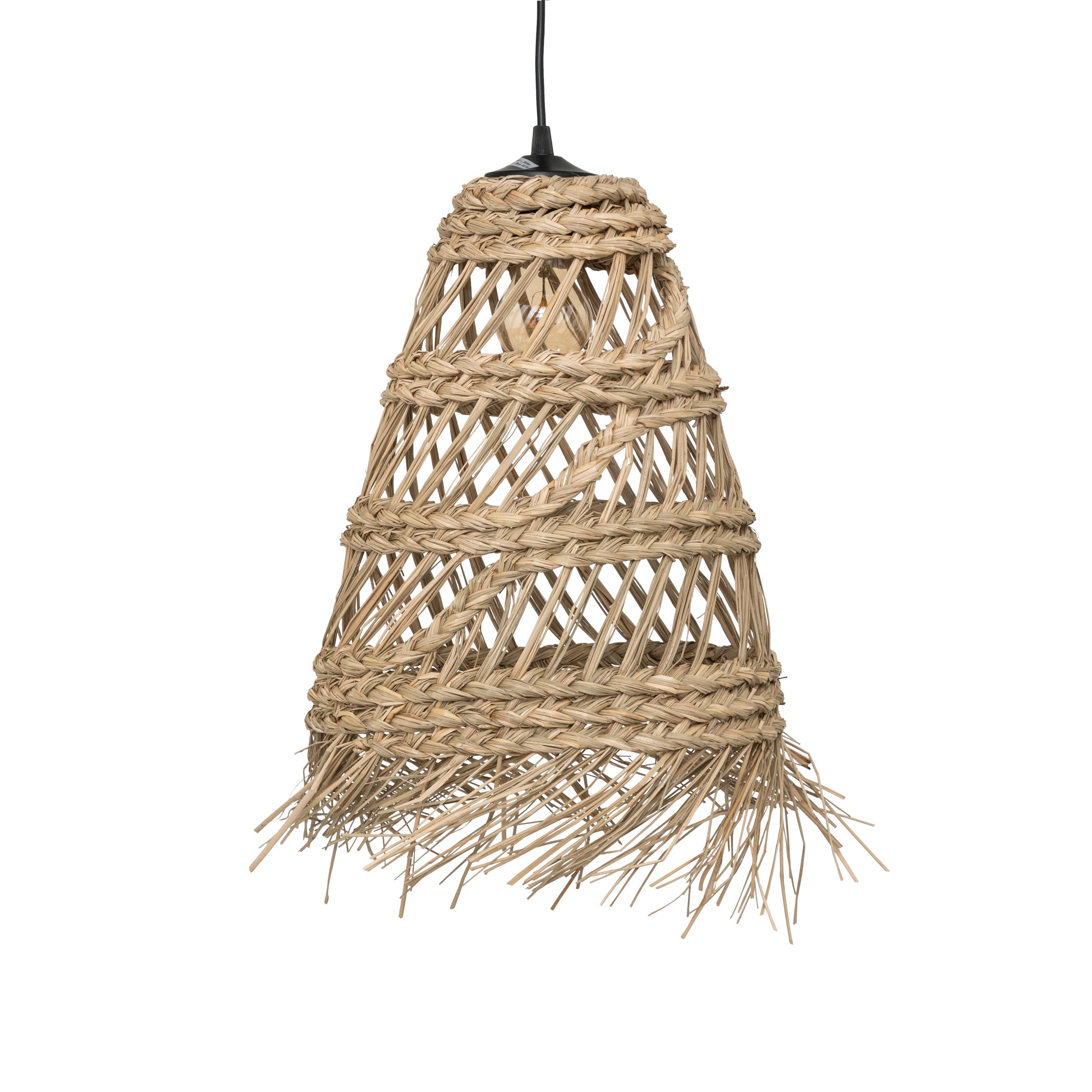 Atmosphera Hanglamp Lahys - E27, niet inbegrepen - Ø28xH48cm - Naturel met zwarte ophanging