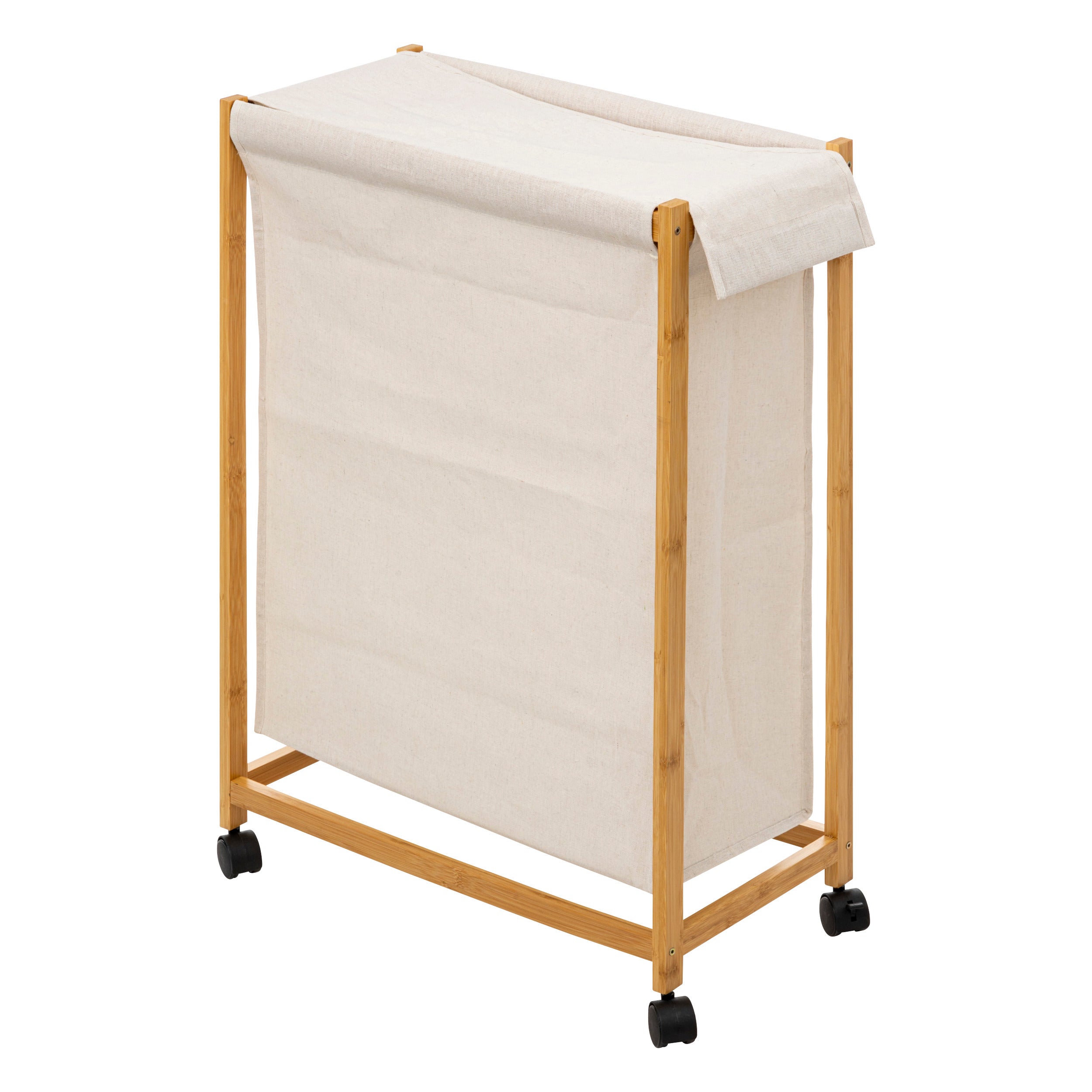 5Five Bamboe Wasmand op wieltjes 52L - 55x28x80cm - Beige