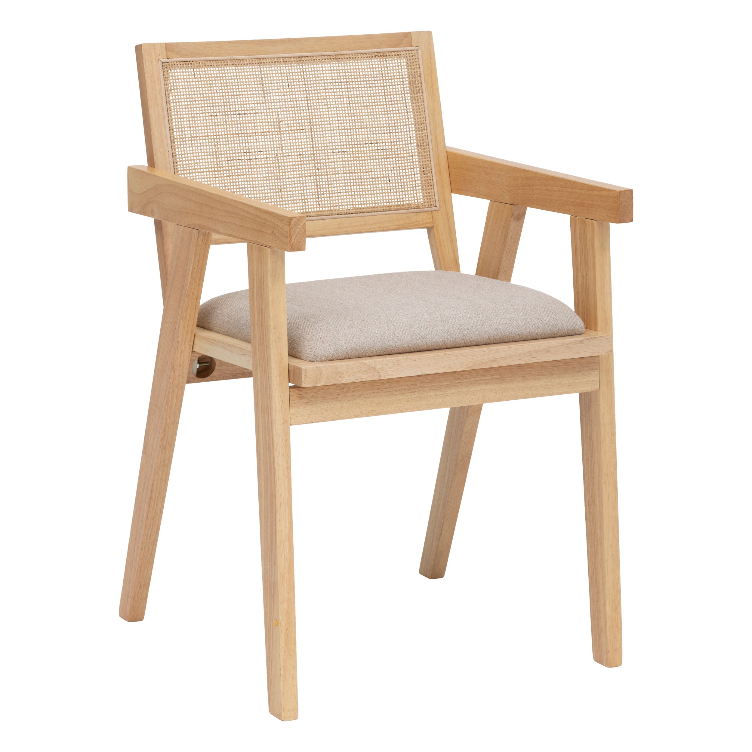 Fauteuil rotin/tissu BEAU Mazie - L50xP52xH81cm - Rose tendre