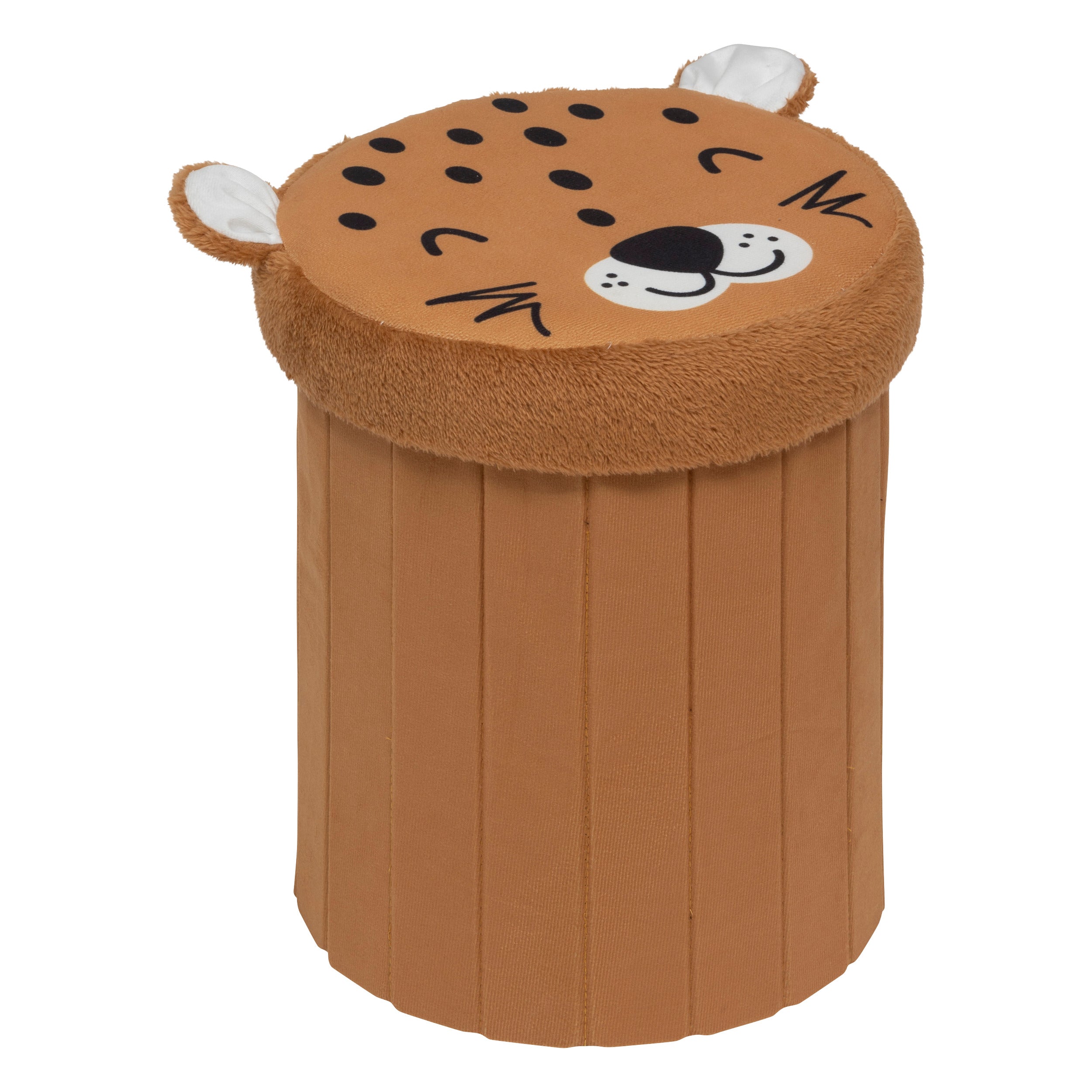 Atmosphäre Leopard Faltbare Ottomane - Lagerung - Ø30xh38cm - Brown