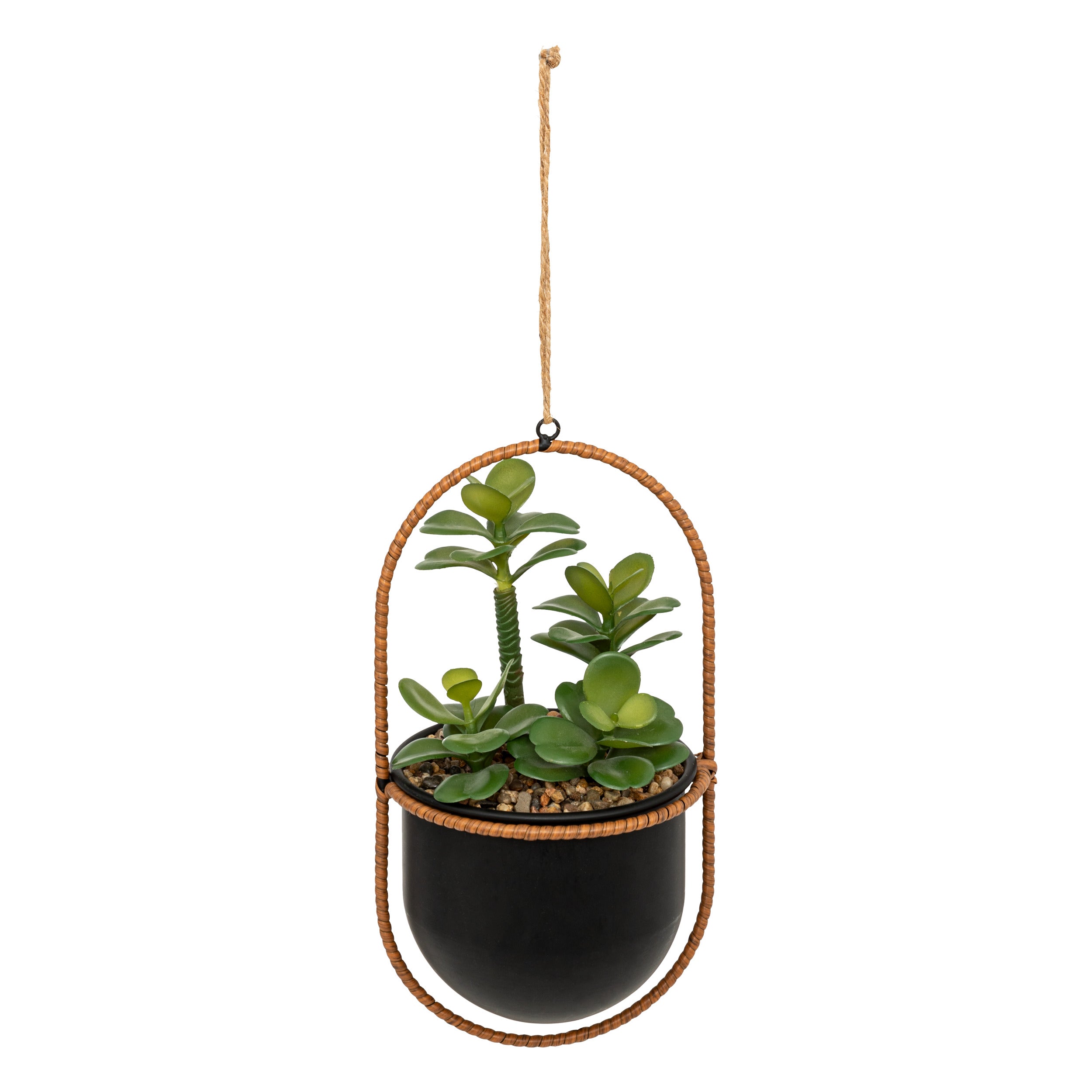 Atmosphère plante artificielle plante suspendue avec pot - 16x16x31cm - noir / vert