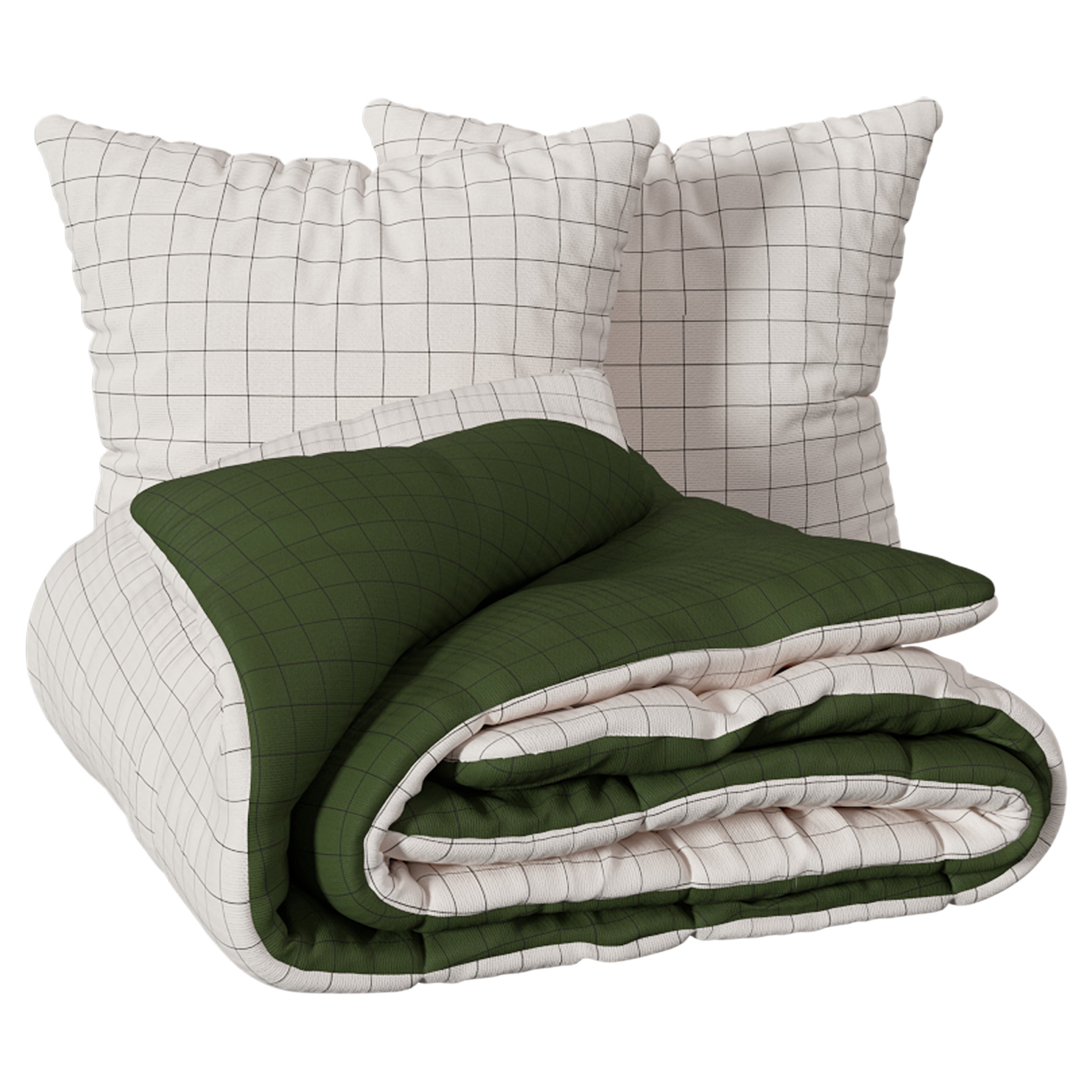 Atmosphera Dekbedovertrek set met 2 kussenslopen 240x220cm - Wit/Groen