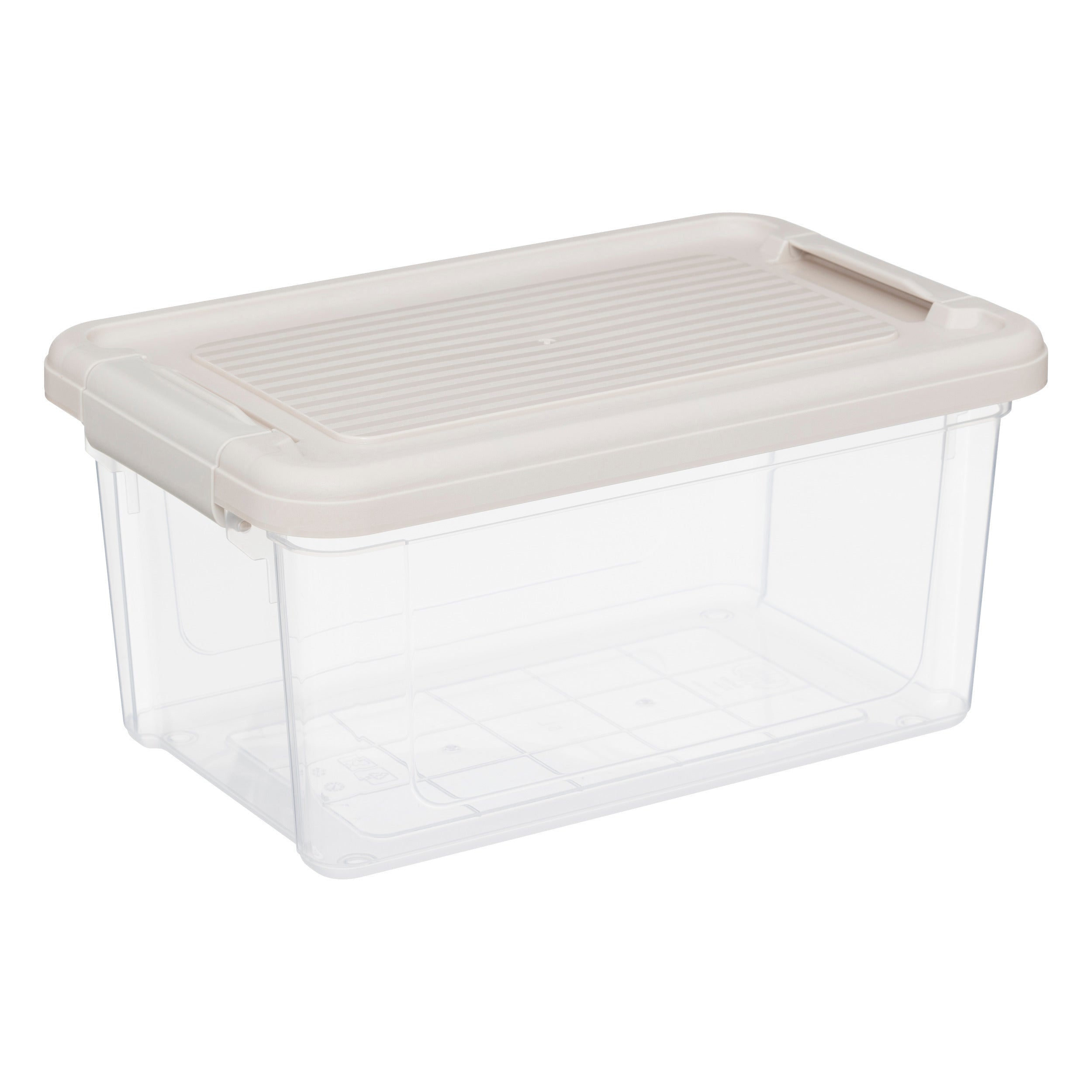 5Five Tide'n Box Stapelbare opbergbox met deksel - Set van 3 stuks - 5L - 30x15x19cm - Transparant - Beige