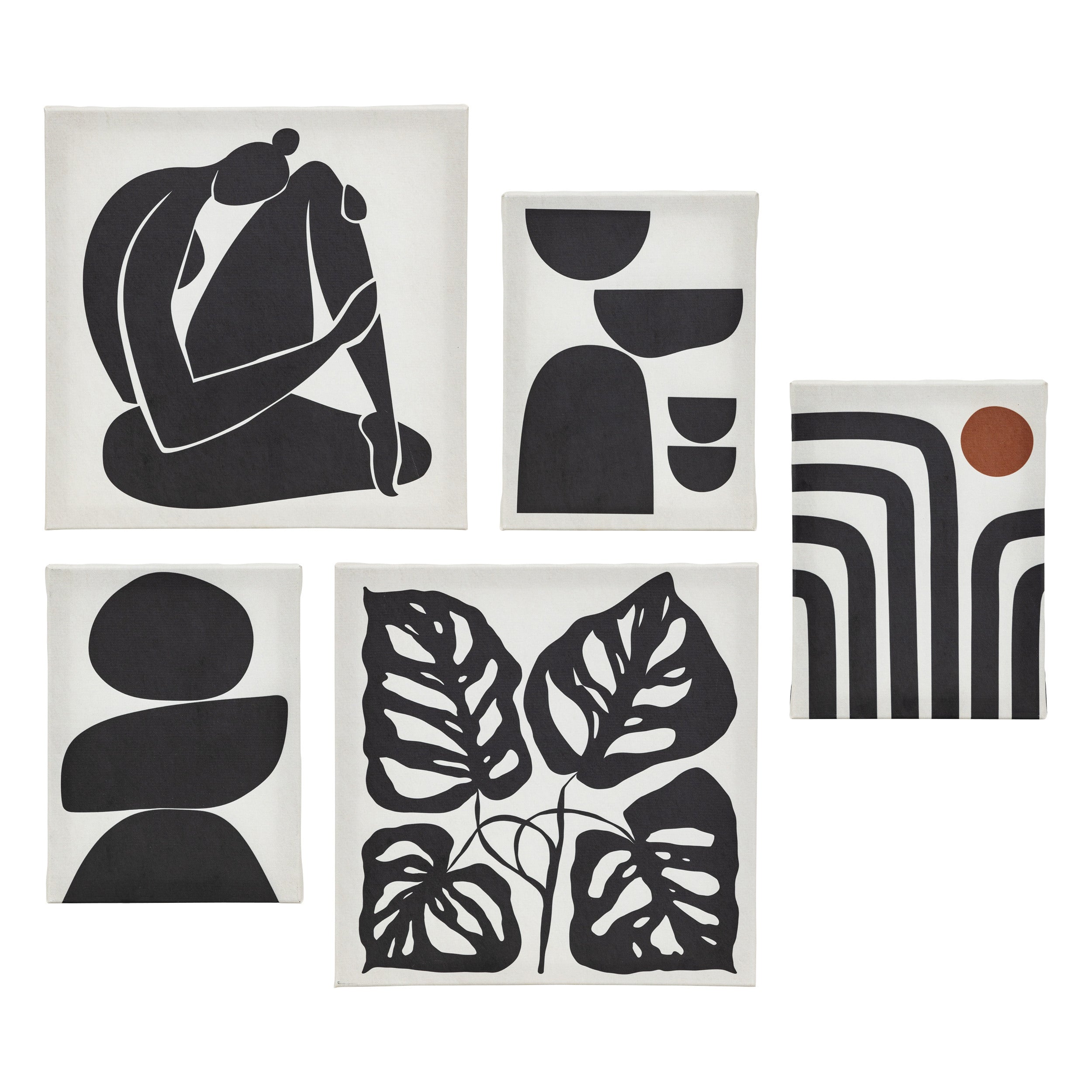 Atmosphera Bedrukte Doeken - Set van 5 stuks - Zwart/Wit