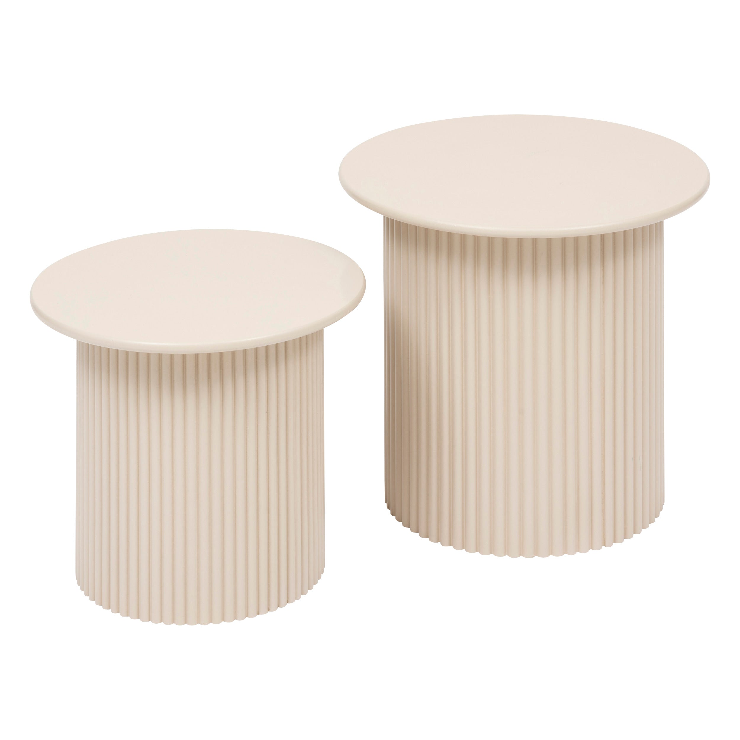 Atmosphera Eino Bijzettafels - Ø40xH38cm - Set van 2 stuks - Beige