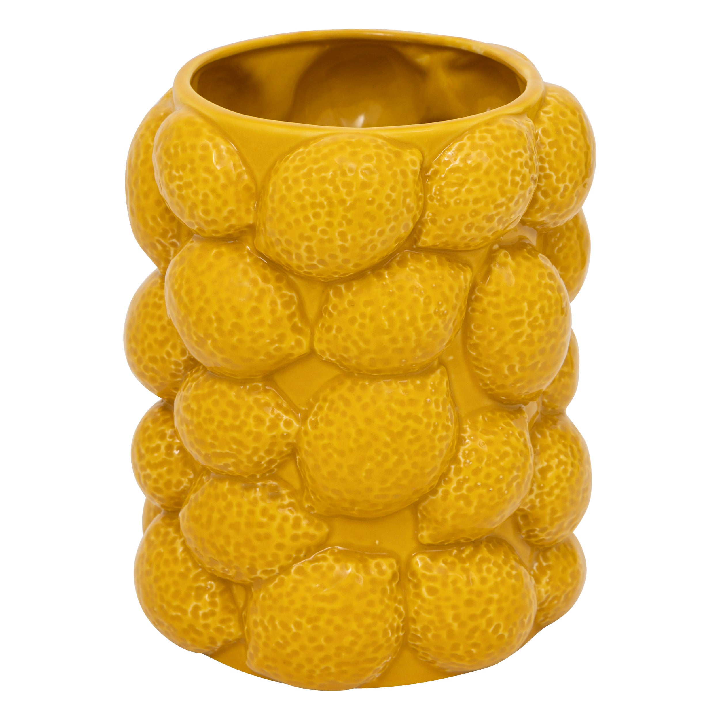Atmosphera Keramische Yucatan Citroenvaas - Ø14xH18cm - Geel