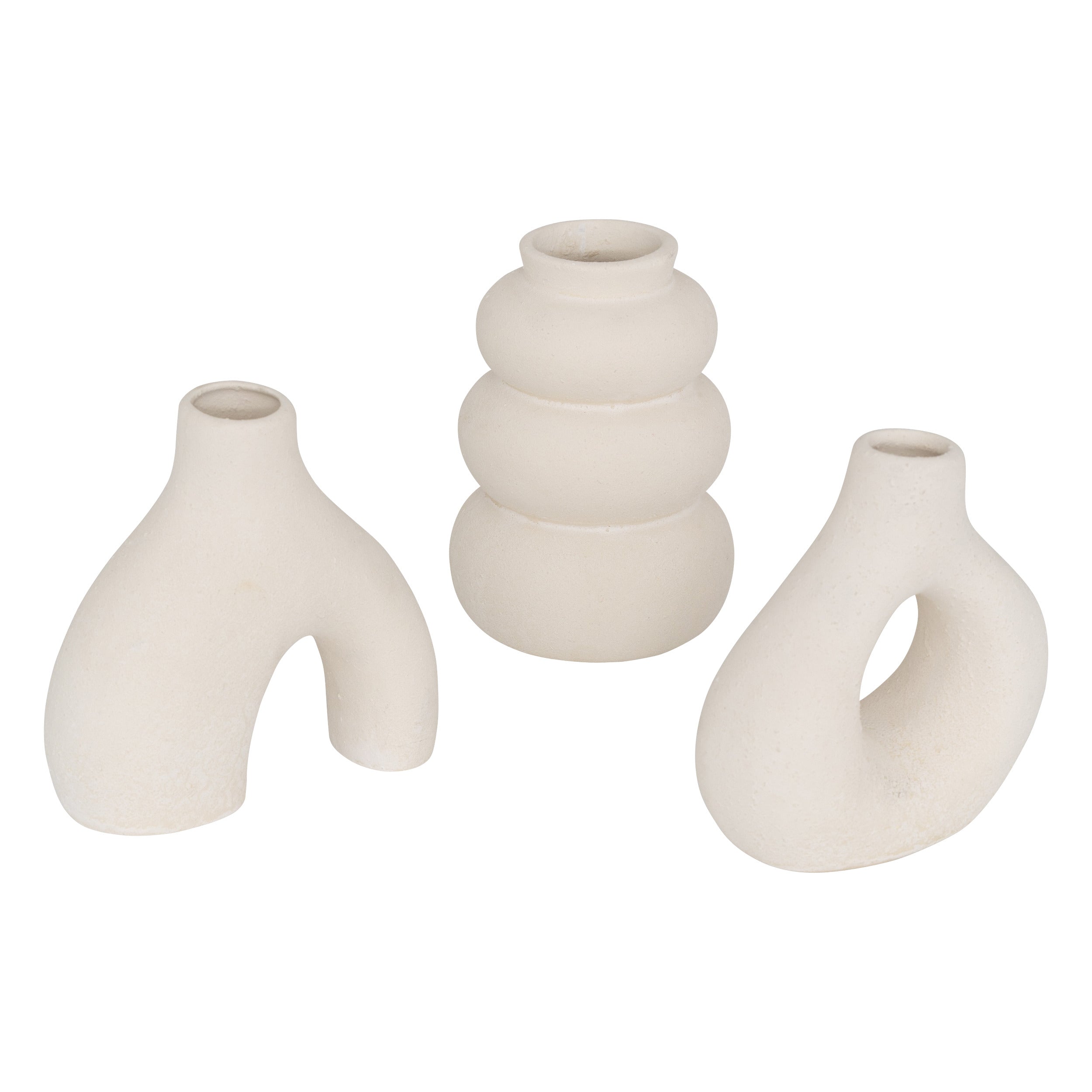 Atmosphera Iora Keramische Vazen - Set van 3 stuks - Beige