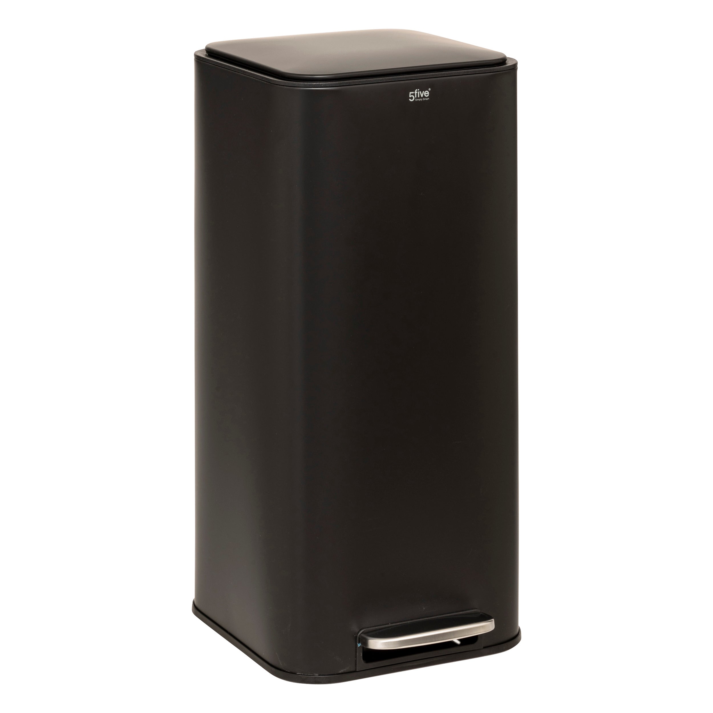 5Five Pedaal Vierkante Afvalemmer - Soft close - 30L - Zwart