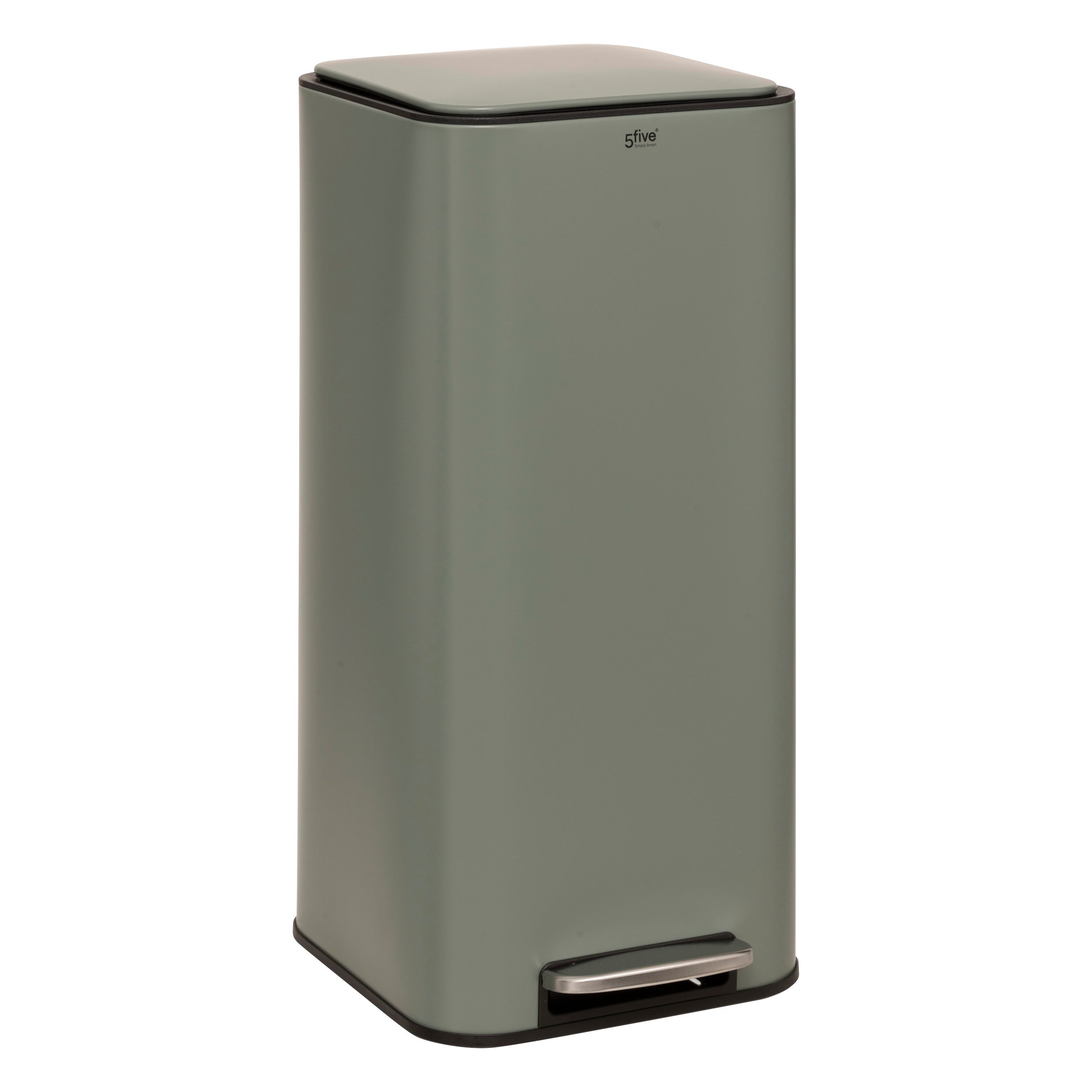 5Five Pedaal Vierkante Afvalemmer - Soft close - 30L - Groen