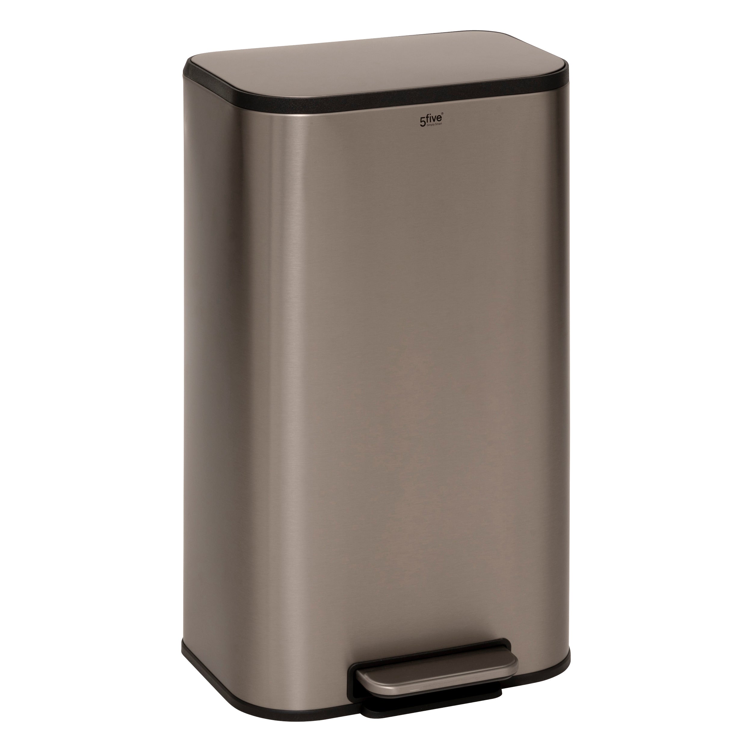 5Five Pedaal Afvalemmer - Soft close - 30L - Mat Roestvrij Staal - Grijs