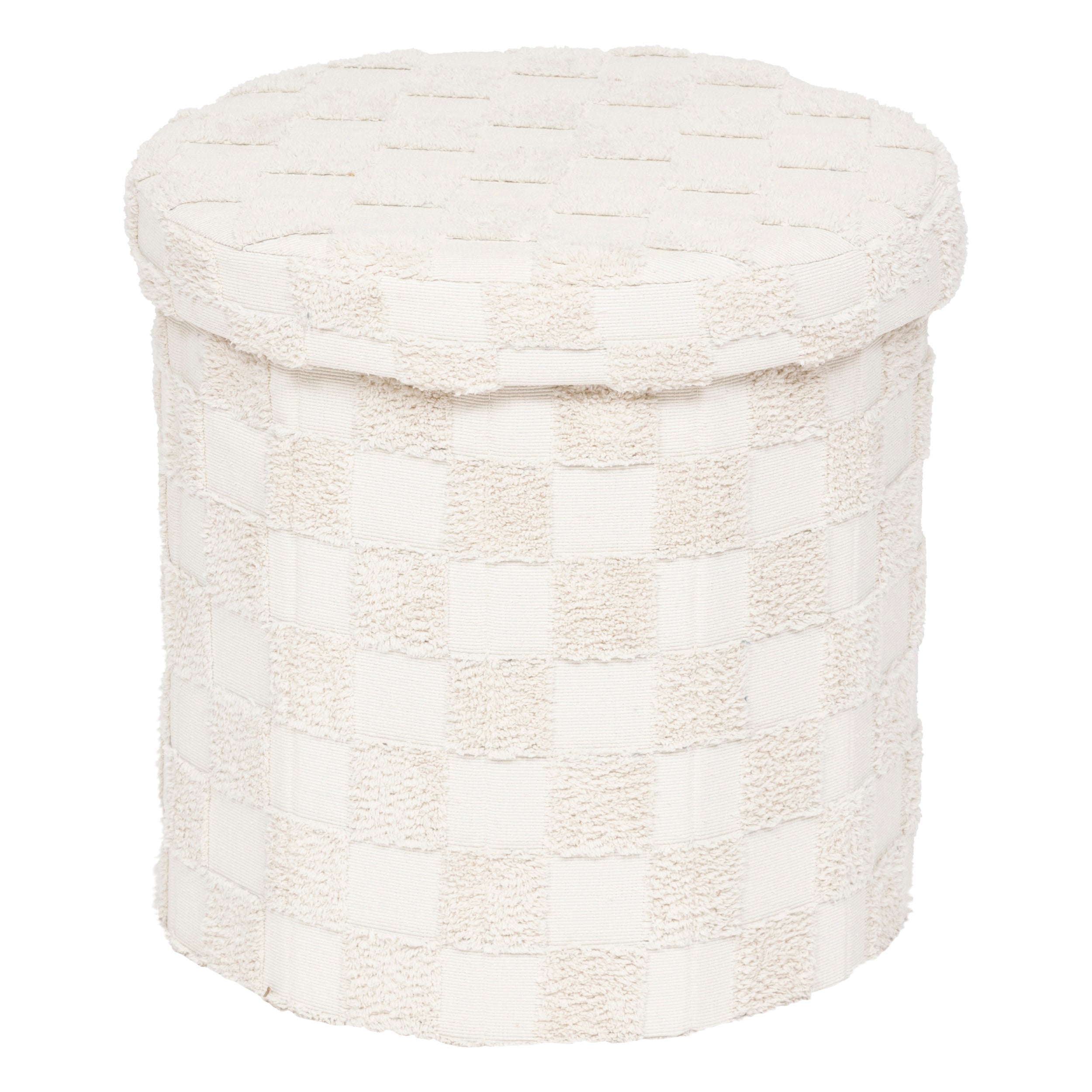 Atmosphera Pouf Kita Ø37xH40cm - Nylon/Viscose - Gris