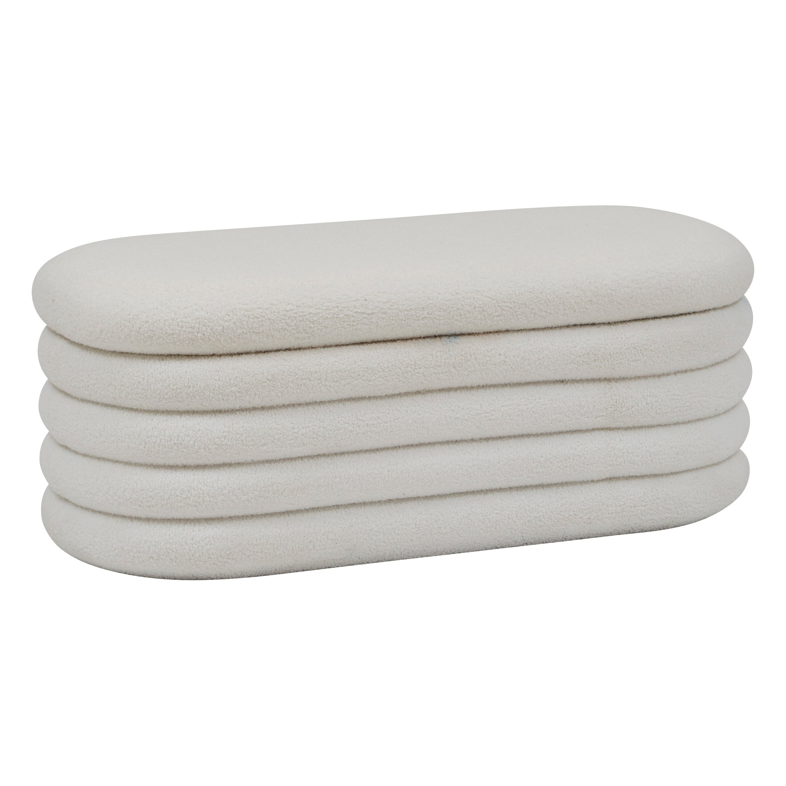 Atmosphera Bouclé opbergpoef - 110x46x41cm - Wit