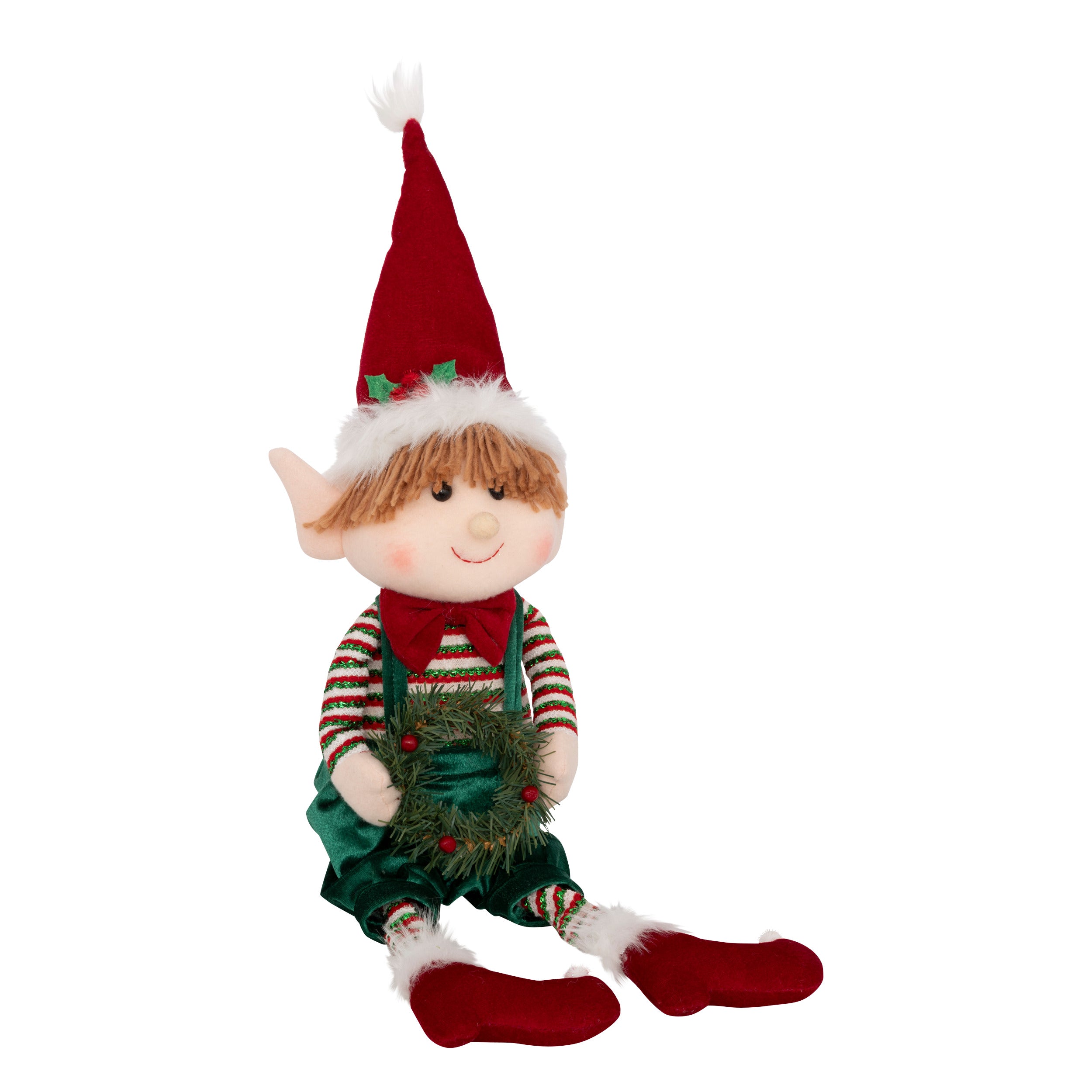 Fééric Lights and Christmas Kerstdecoratie Zittende Elf - H68cm - Beeld - Kerstmis - 1 stuk