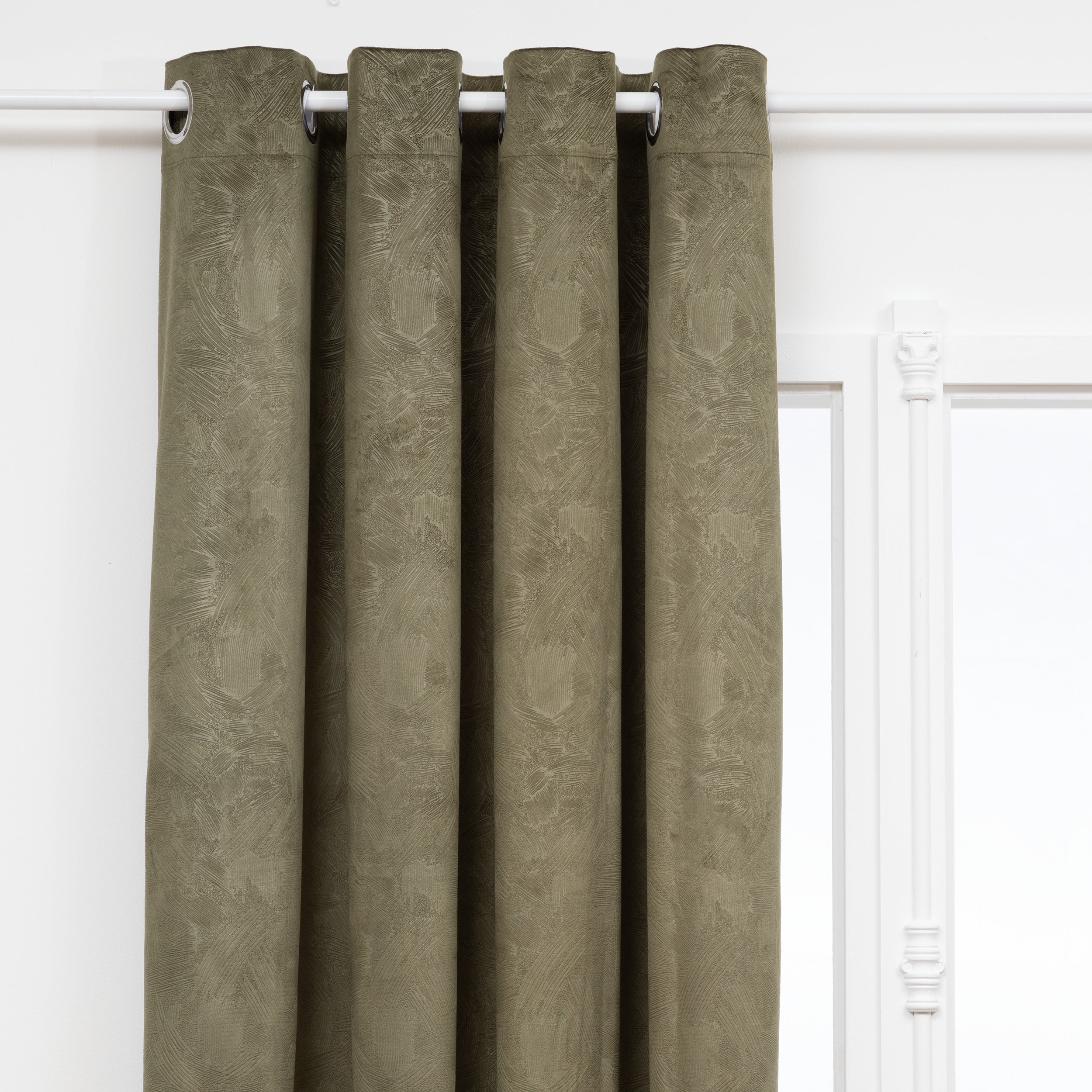 Atmosphera Fujo Fluwelen Verduisteringsgordijn 135x260cm - Gordijnen kant en klaar met haakjes ringen - Kakigroen