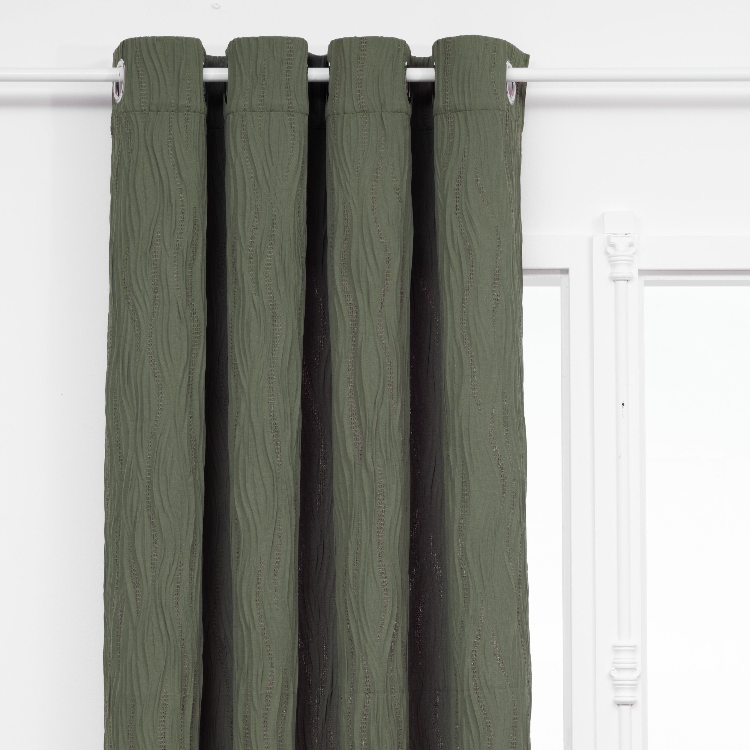 Atmosphera Maëly Gordijn 135x260cm - Gordijnen kant en klaar met haakjes ringen - Kakigroen