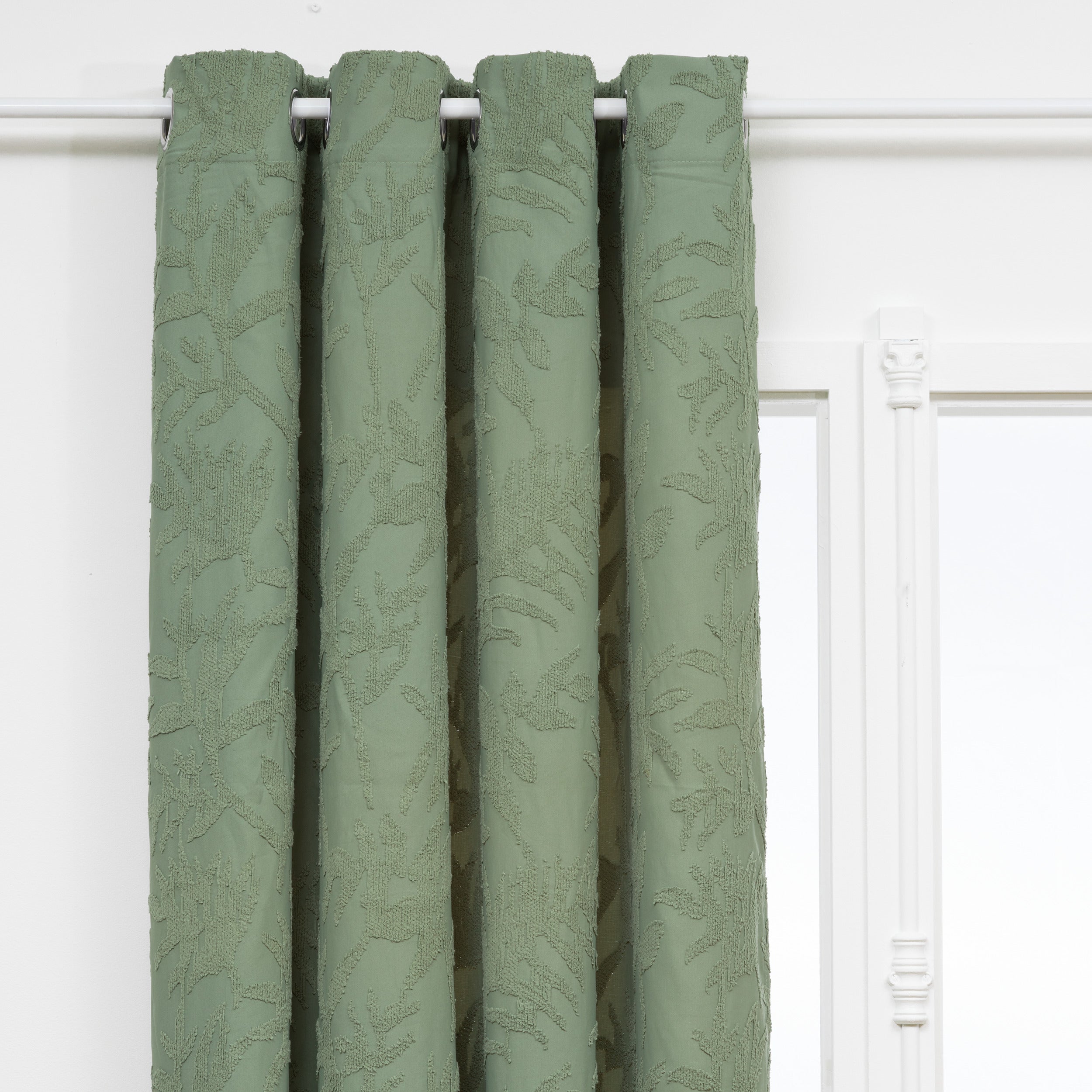 Atmosphera Willow Jacquard Gordijn 135x260cm - Gordijnen kant en klaar met haakjes ringen - Celadongroen