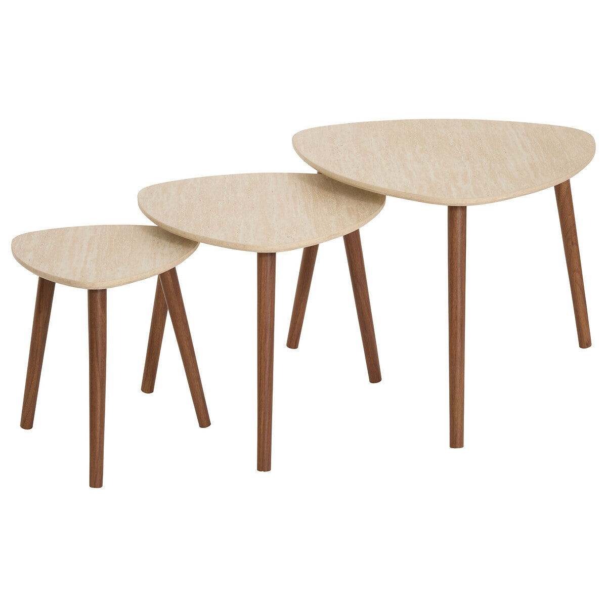 Design Atmosphera Miléo Travertinlook - Set van 3 bijzettafels - Beige