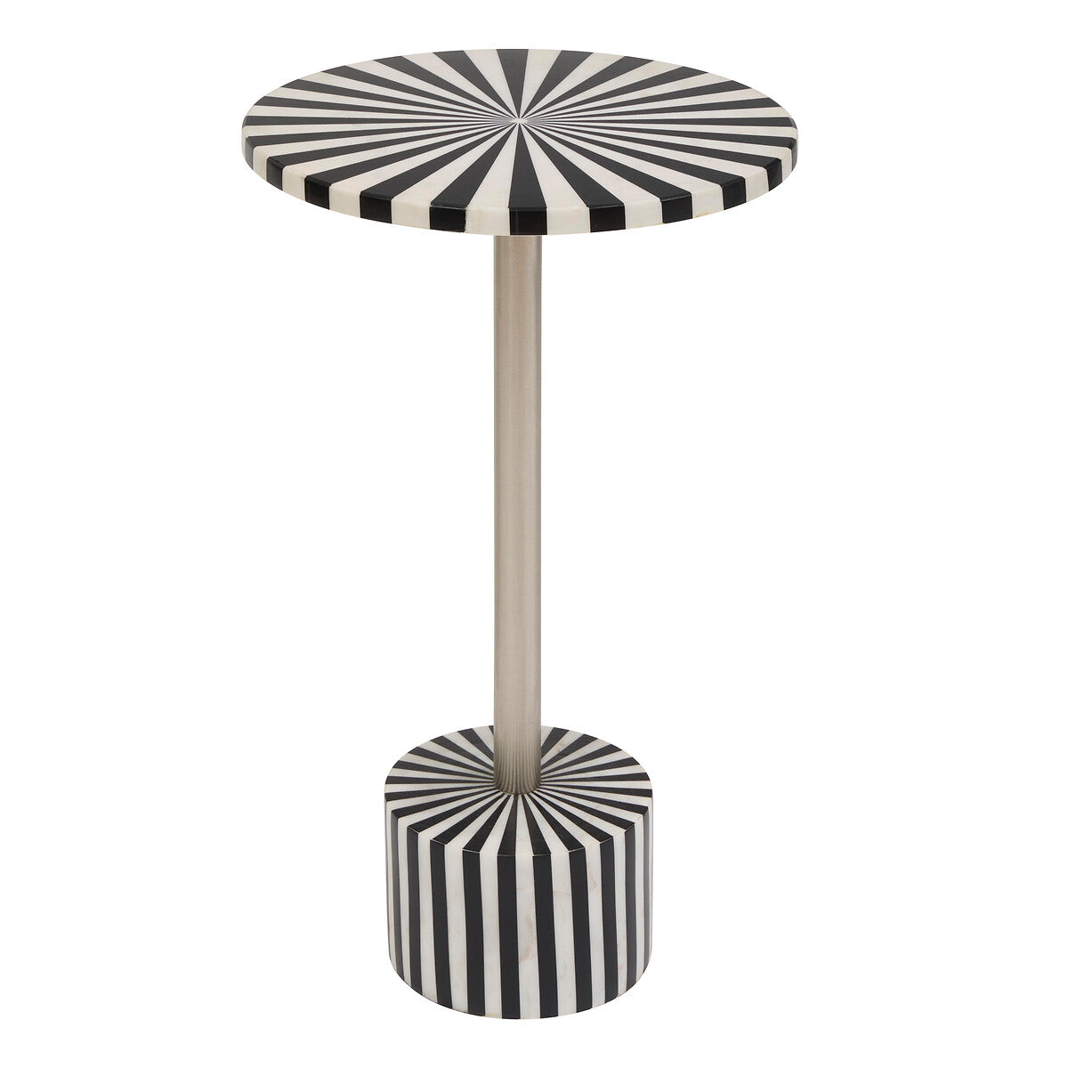 Atmosphera Nema Marmeren Bijzettafel - Ø36xH59cm - Zwart/Wit