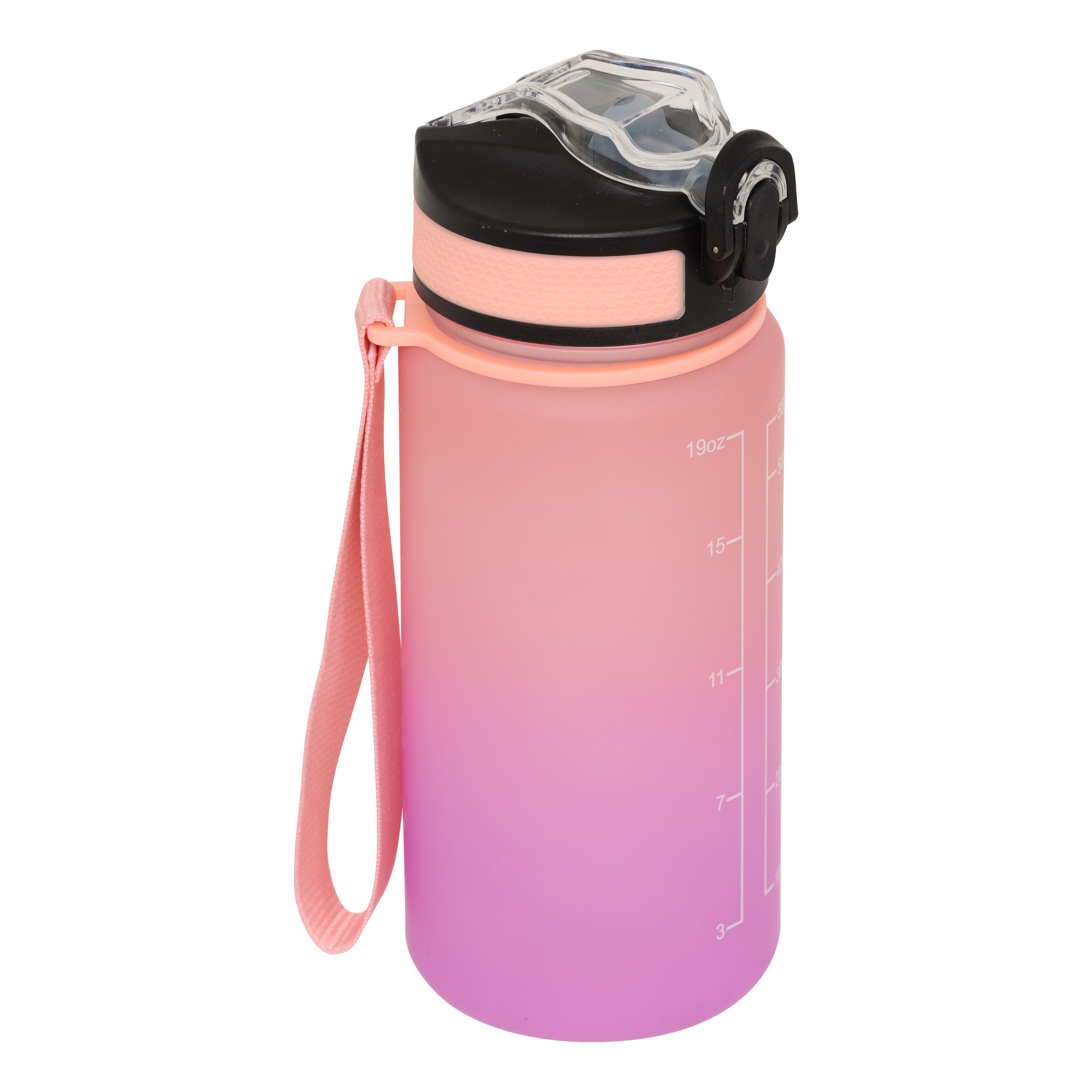 5Five Drinkfles/Sportfles met rietje - 600ml - SMART-dop - Oranje/Roze