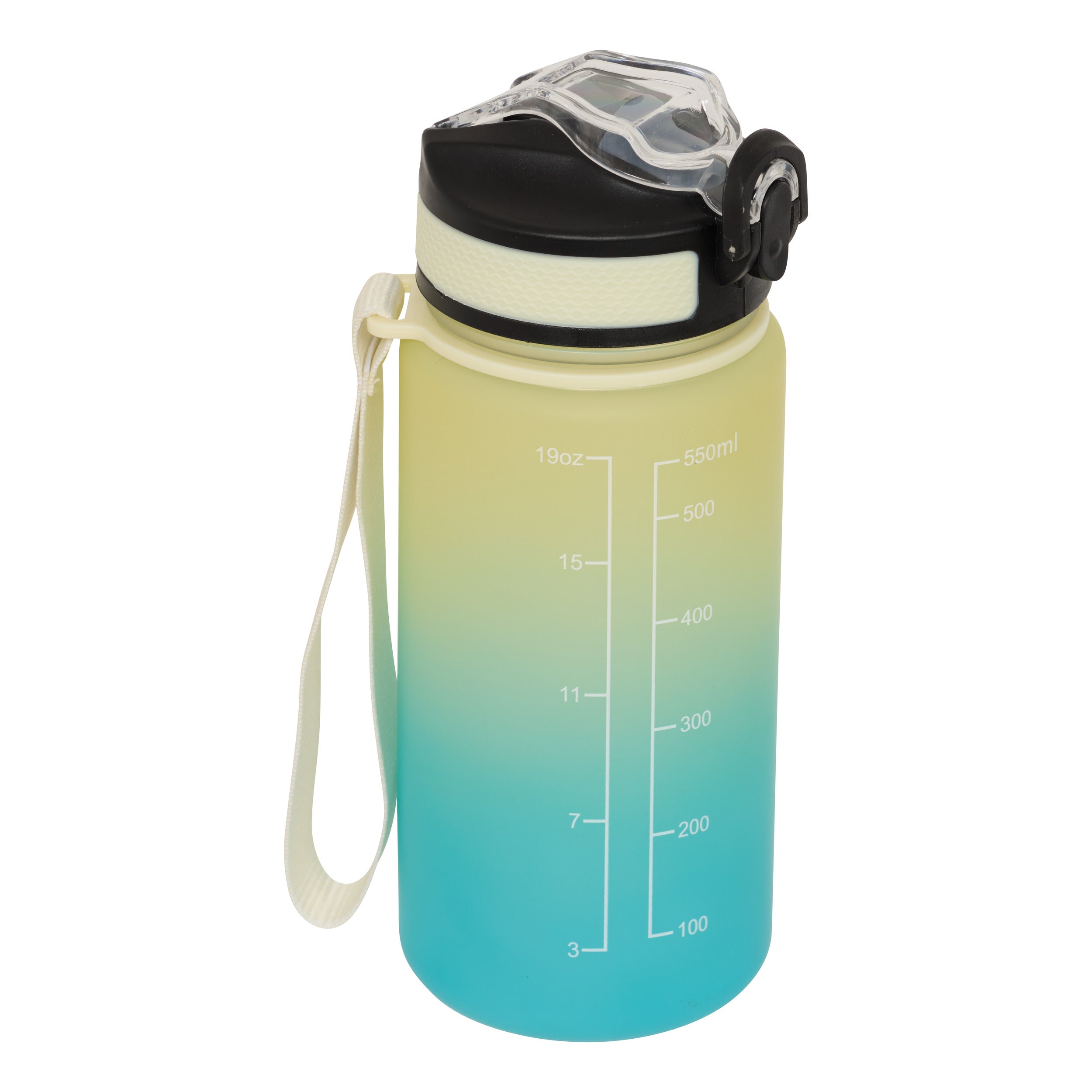5Five Drinkfles/Sportfles met rietje - 600ml - SMART-dop - Geel/Groen