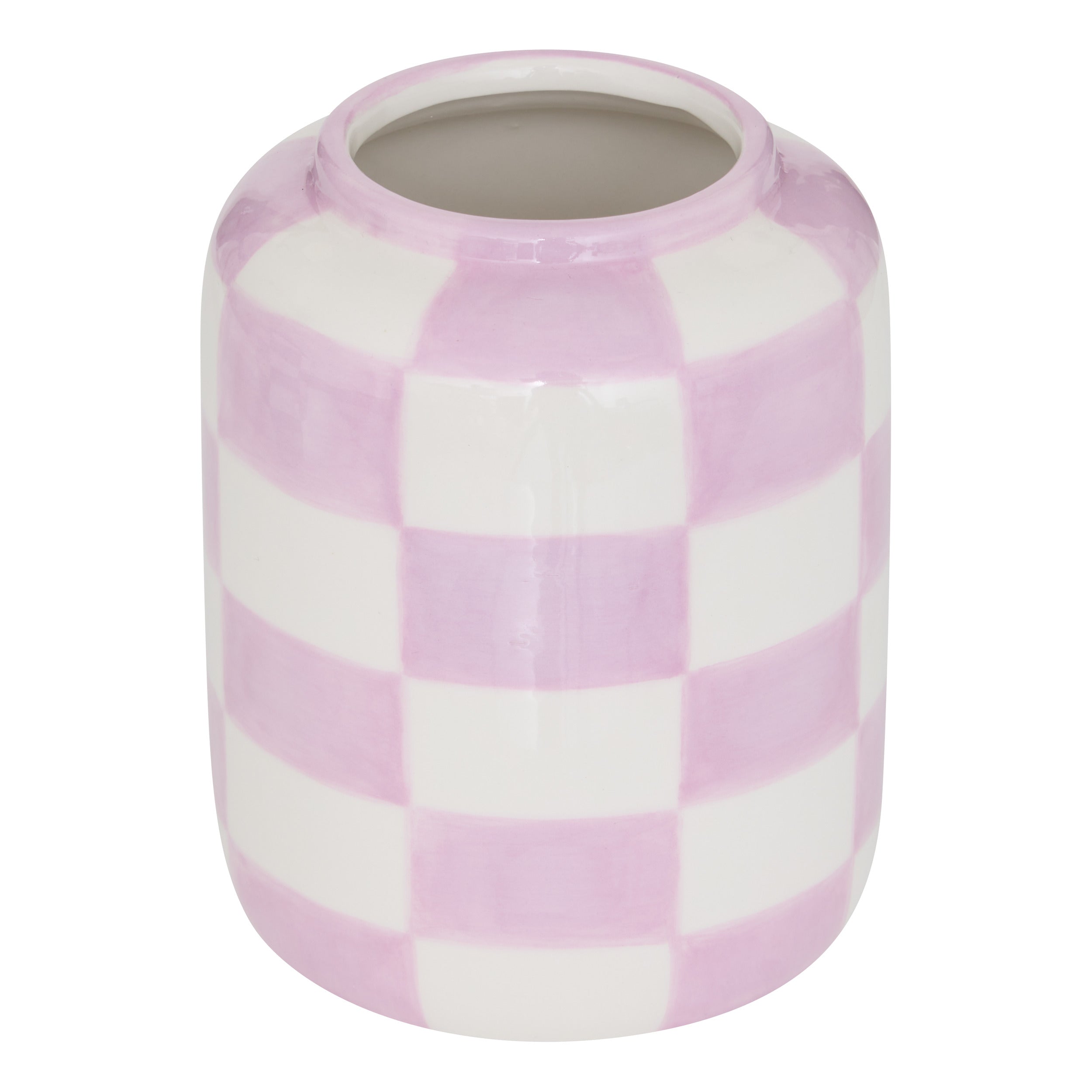 Atmosphera Poolside Ceramic Vase Checkered - Ø11xH14cm - Lilac