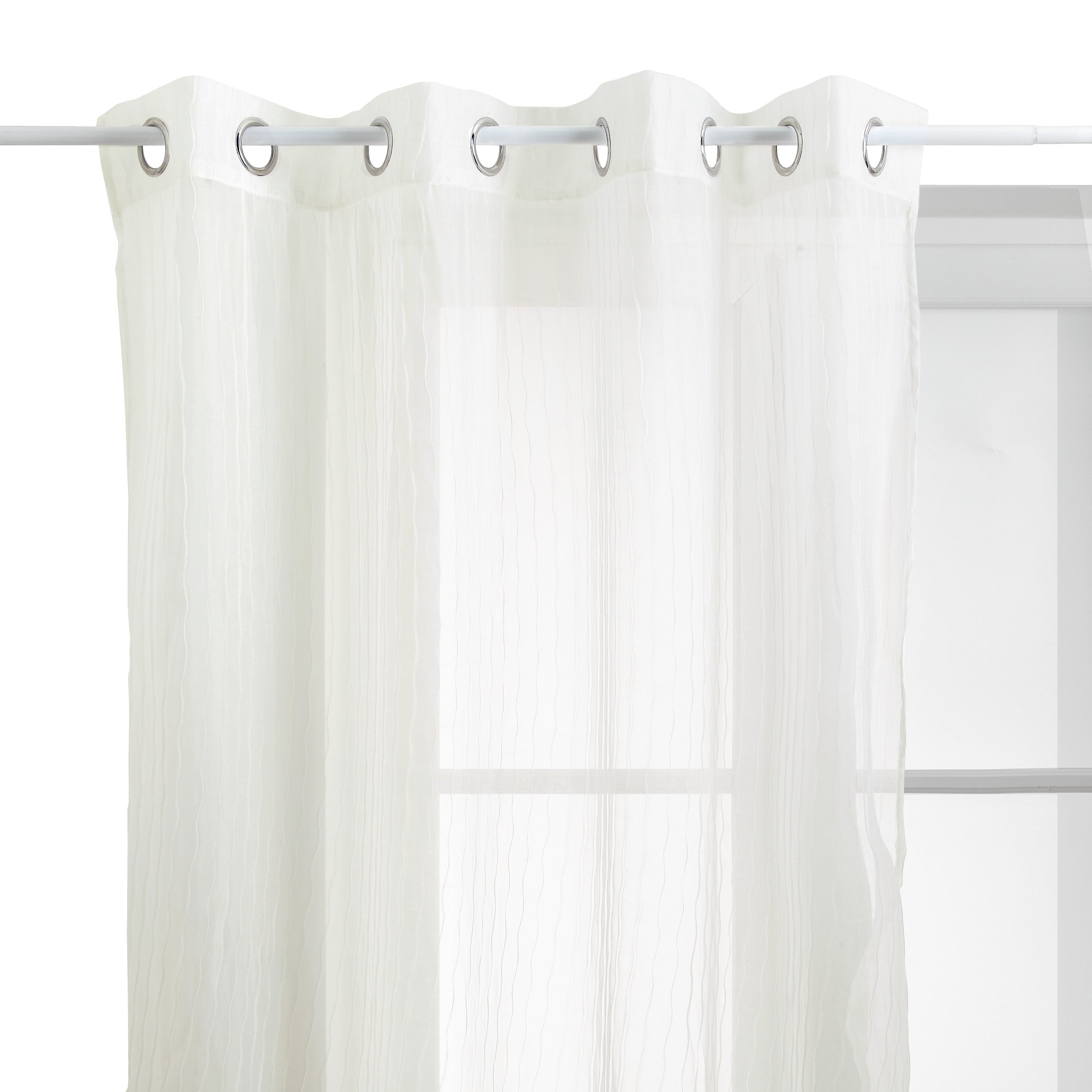 Atmosphera Noa Polyester-Vorhang 140 x 240 cm – fertig konfektioniert mit Ringen – Weiß