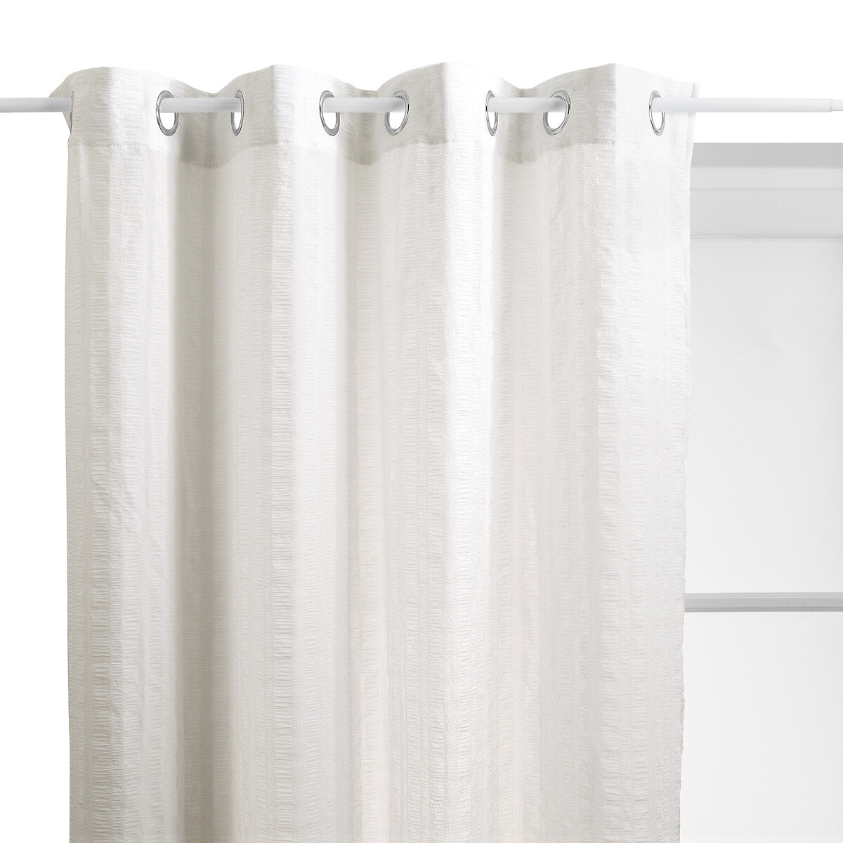 Atmosphera Noa Polyester Curtain 140x240cm - Ready made with rings - White