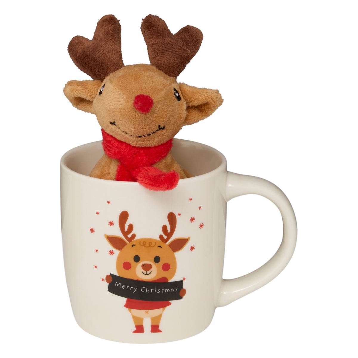 Fééric Lights and Christmas Kerst Hertjes Mok met Knuffeltje - 38cl - Multi