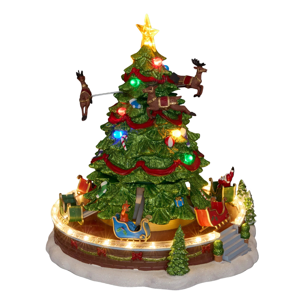 Fééric Lights and Christmas Kerstdorp Kerstboom met Verlichting en Beweging - Ø30xH33cm - Multi