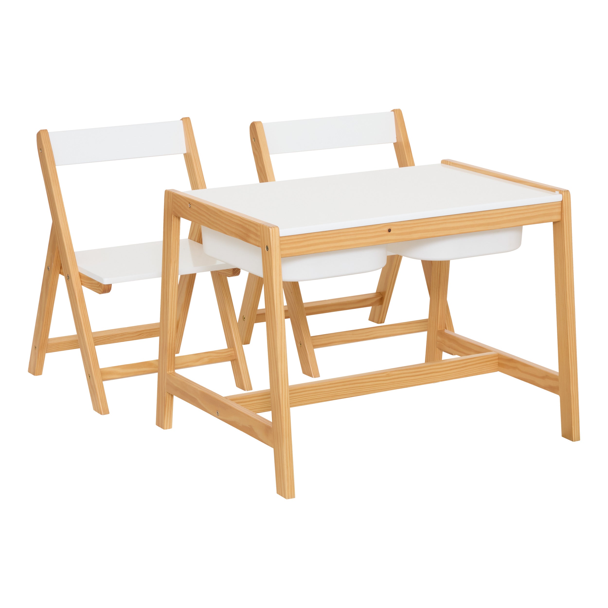 Atmosphera Kids Bureau enfant encastrable en liège + bureau - Blanc - Bois - H45 cm