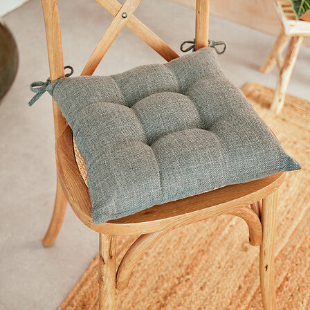 Atmosphera Stoelkussen Clem 38x38cm - Met 2 lintjes - 100% polyester - Limoengroen