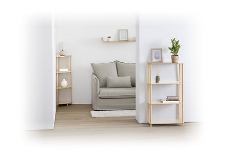 5Five Kord Hoekboekenrek 4 niveau's - 34x34x110cm - Beige