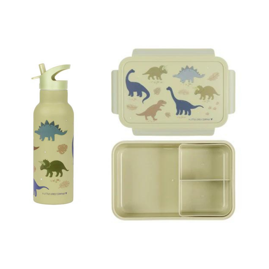 Beau von Bo Ein kleiner schöner Unternehmen Back to School Set - Trinkflasche XL Edelstahl/Bentobox - Dinosaurier