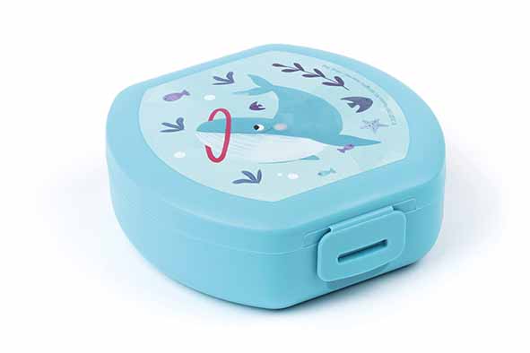 Cosy & Trendy Back to school Snackdoos Whale - 11x11x4cm - Blauw