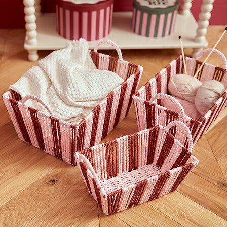 Atmosphera Chéri Opbergmanden - Set van 3 stuks -37x18x27cm - Roze