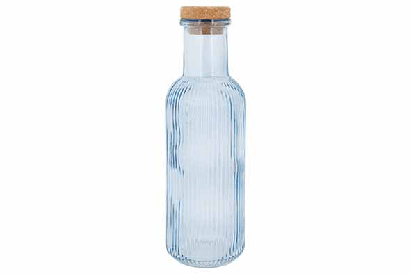 Cosy & Trendy Fles met kurk - 1L - Ø9xH28cm - Blauw