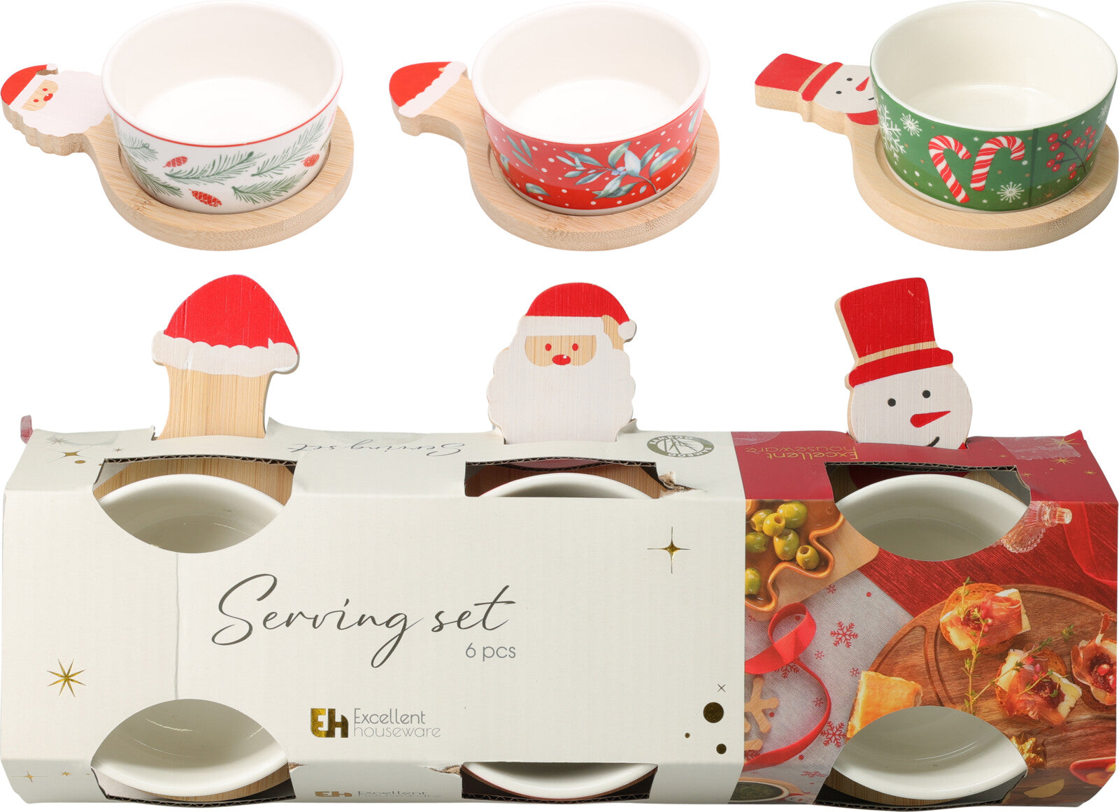 Home & Styling Kerst Serveerset - Set van 6 stuks - Multi